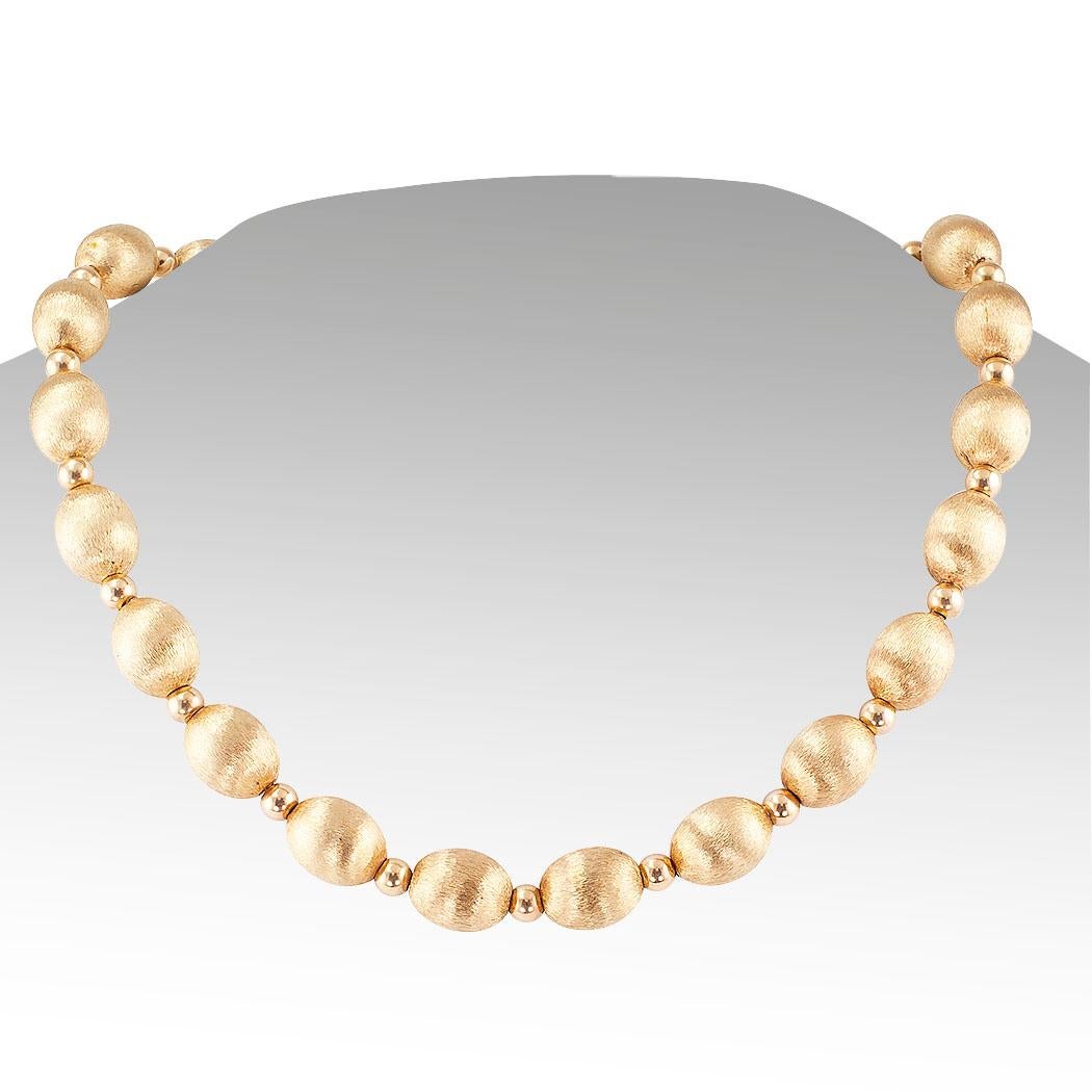 Florentine Yellow Gold Bead Necklace In Good Condition In Los Angeles, CA
