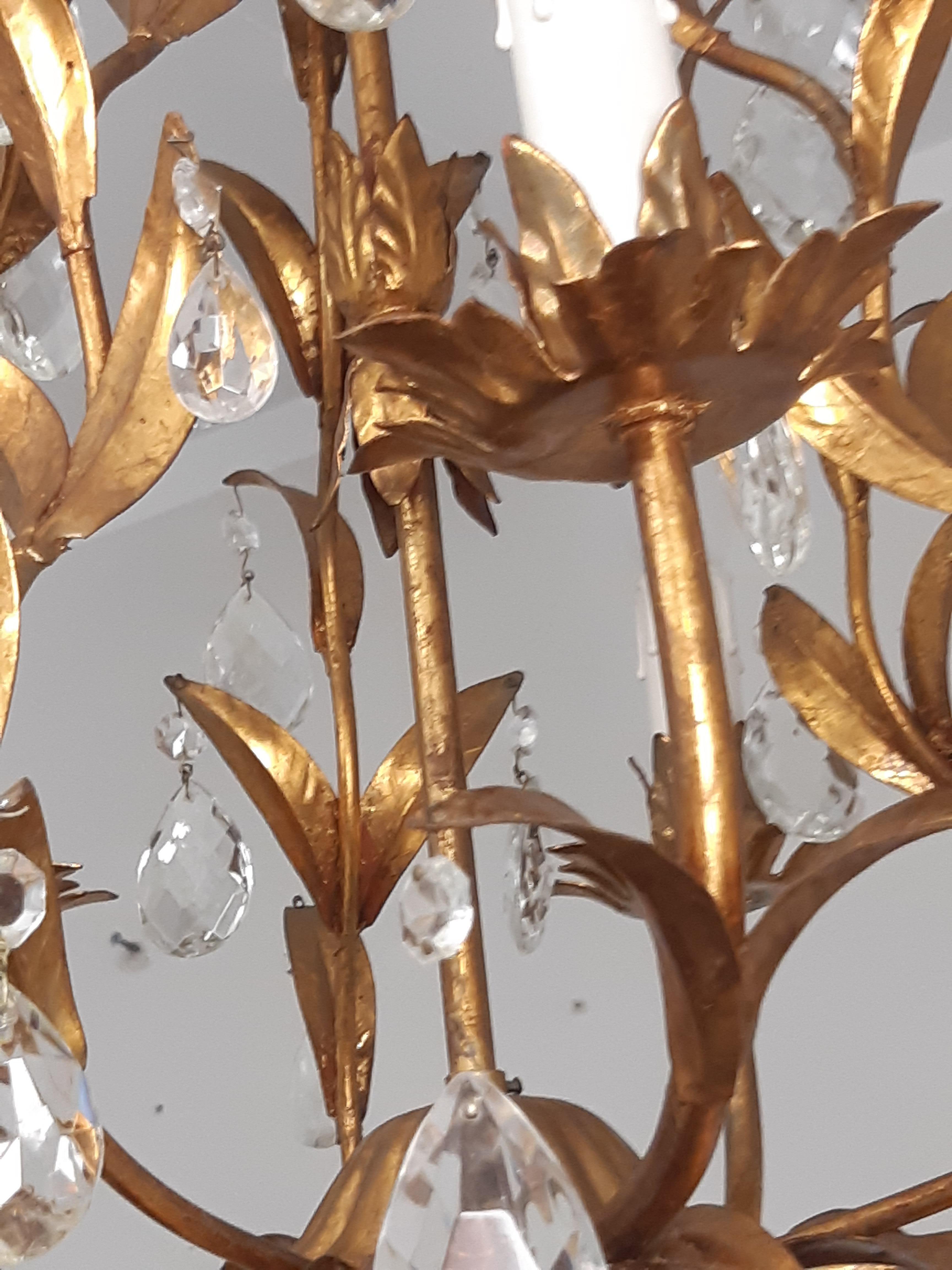 Florentiner Deckenleuchte 5-flammig aus Metall goldfarben For Sale 1