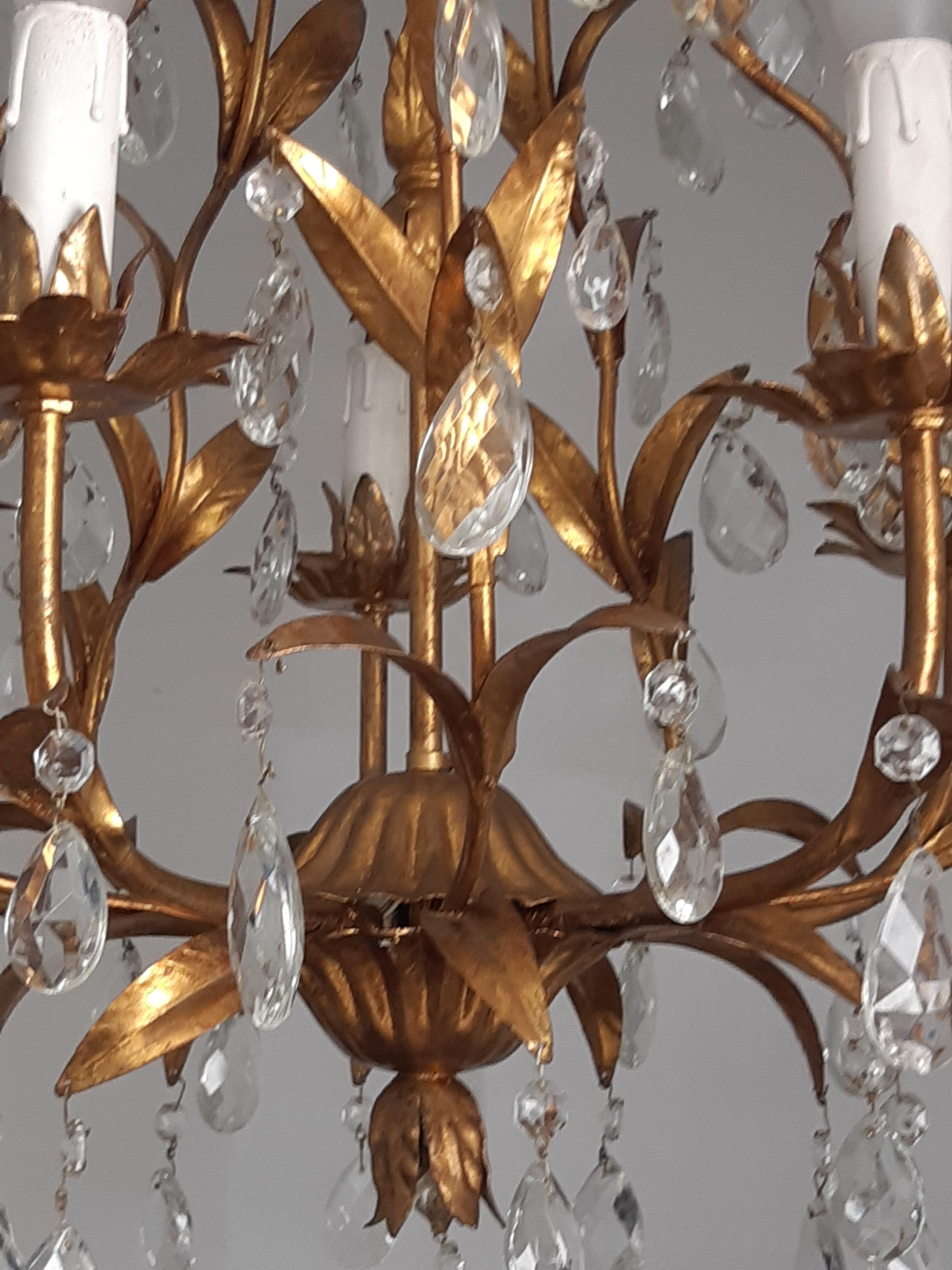 Florentiner Deckenleuchte 5-flammig aus Metall goldfarben For Sale 3