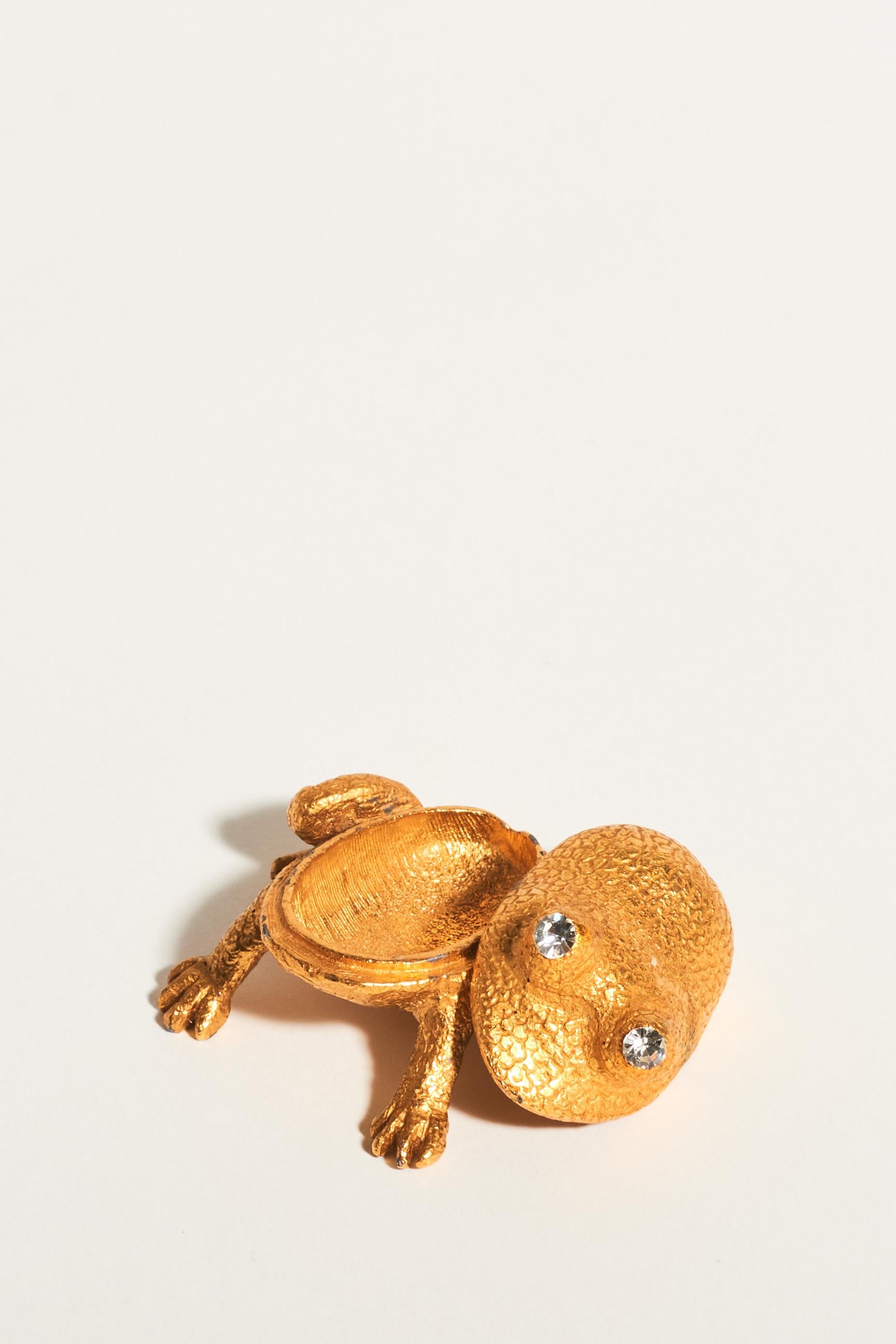 Florenza Gold Toned Frog Trinket Box In Excellent Condition In New York, NY