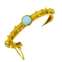 pulsera brazalete de diseño FLORENZA firmada vintage tono oro imitación turquesa topacio