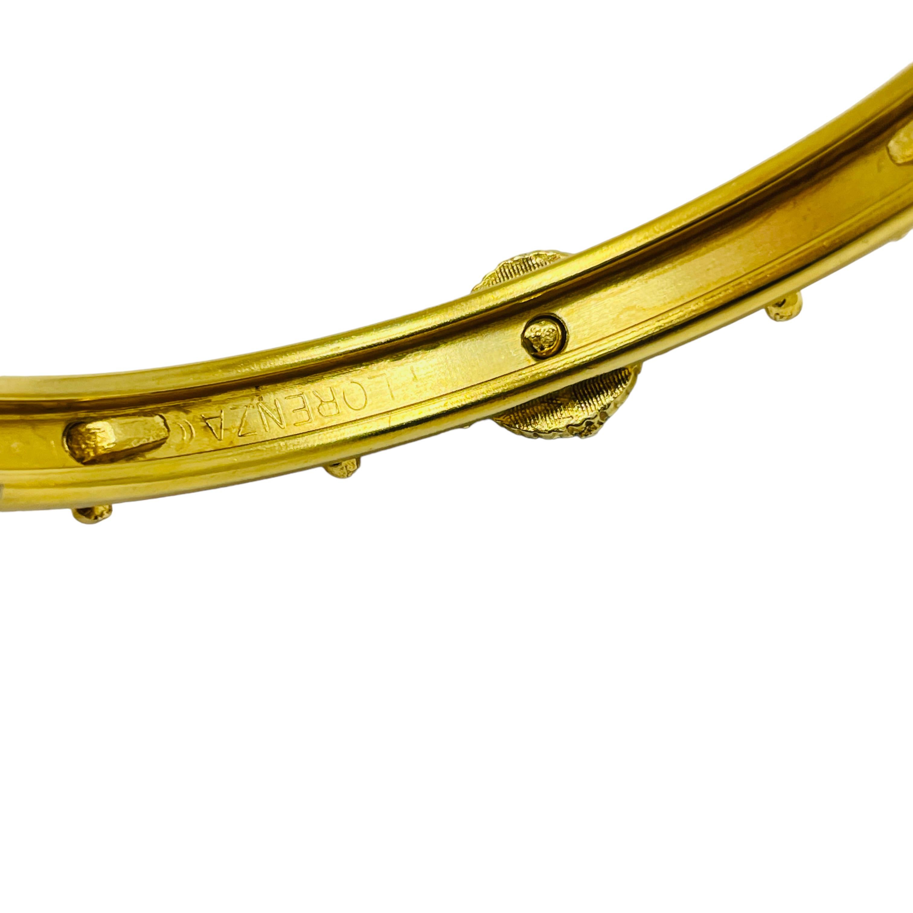 FLORENZA signed vintage gold tone faux turquoise topaz designer bangle bracelet For Sale 3