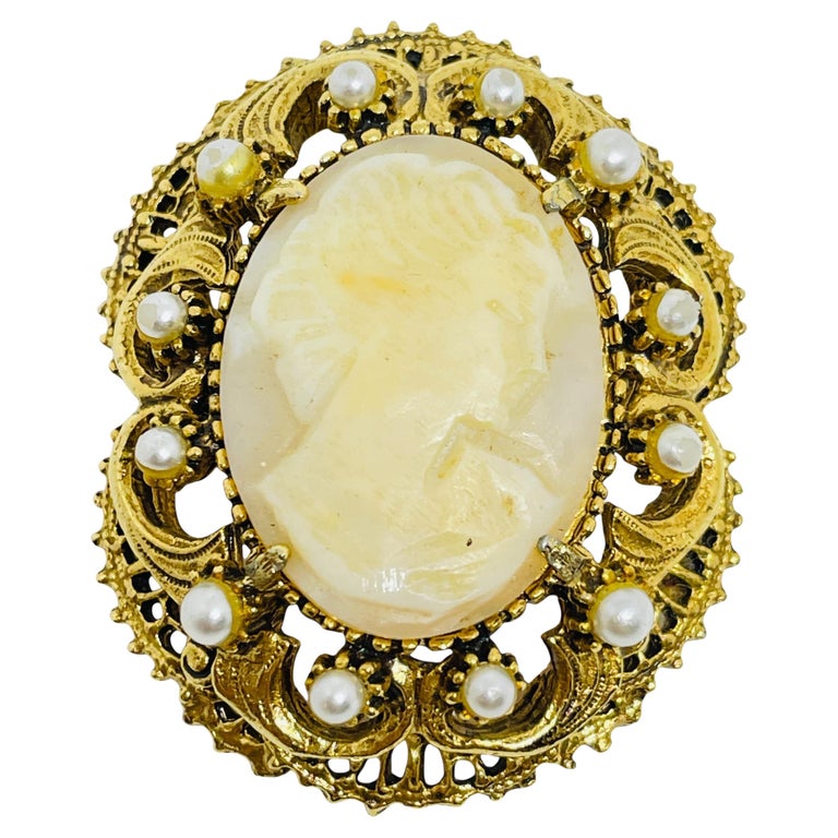 Broche vintage dorée feuille - Bijou unisexe rétro années 60