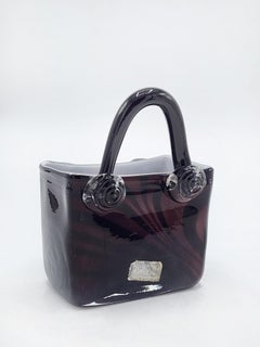 Florero en forma de bolso de vidrio Murano Seguso Venini