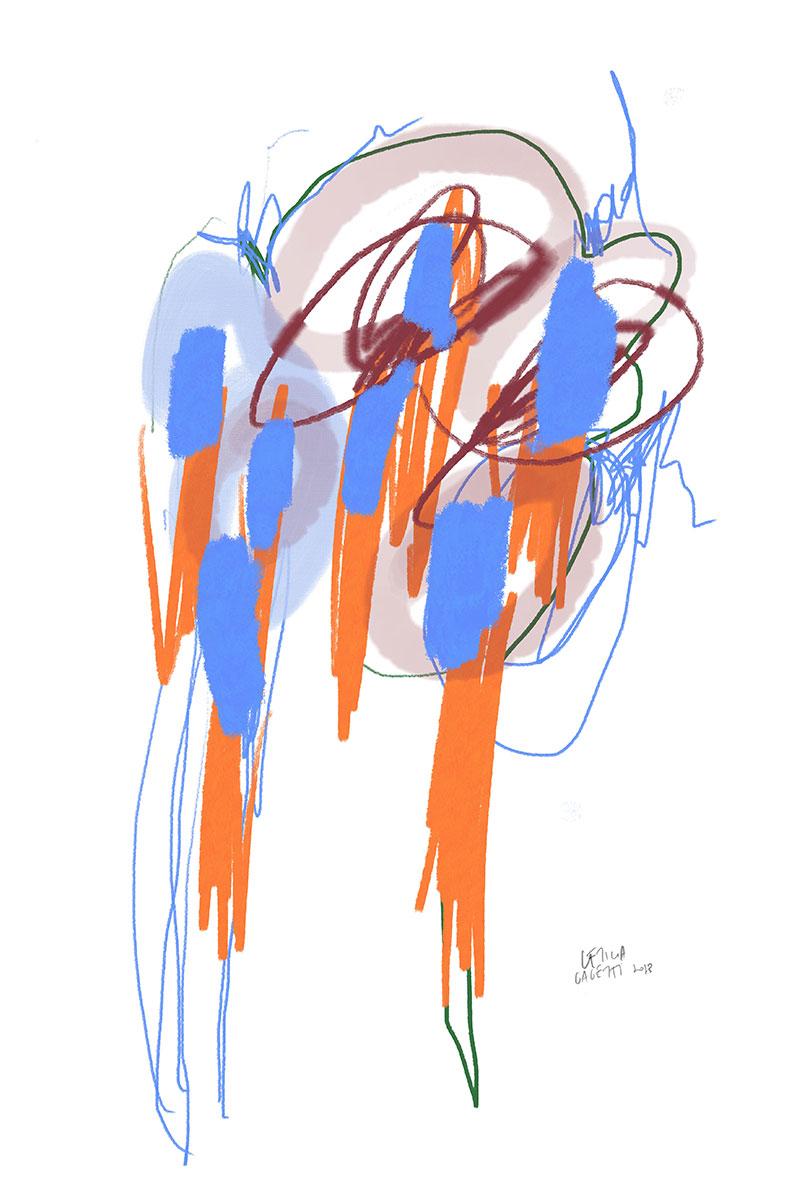 Flores y Vino Impresión Giclée Abstracta de Leticia Gagetti - Tamaño A4 en venta 2
