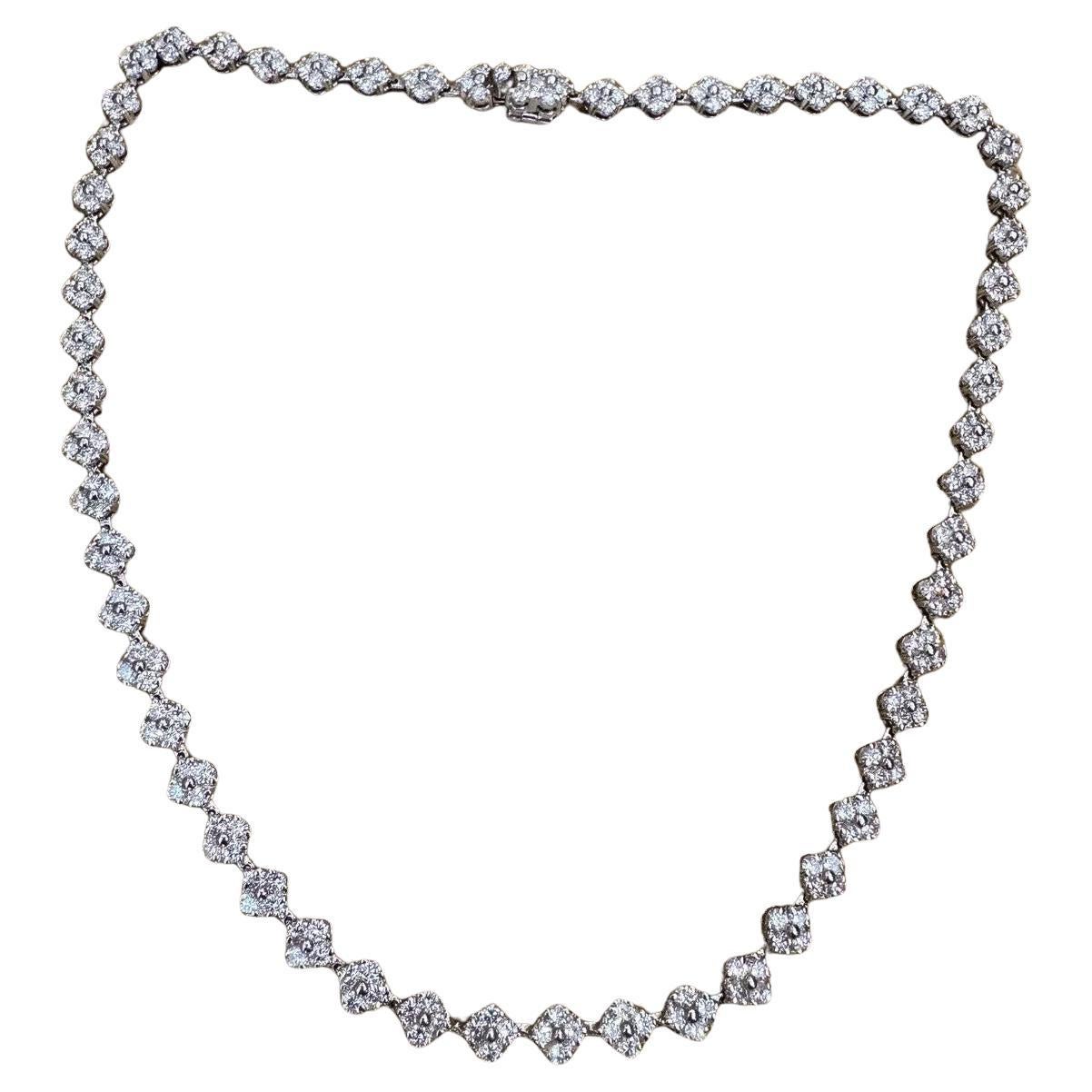 Floret Cluster Diamond Choker Necklace 10.34 Carat Total Weight in Platinum For Sale