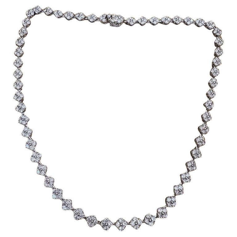 Floret Cluster Diamond Choker Necklace Carat Total Weight in