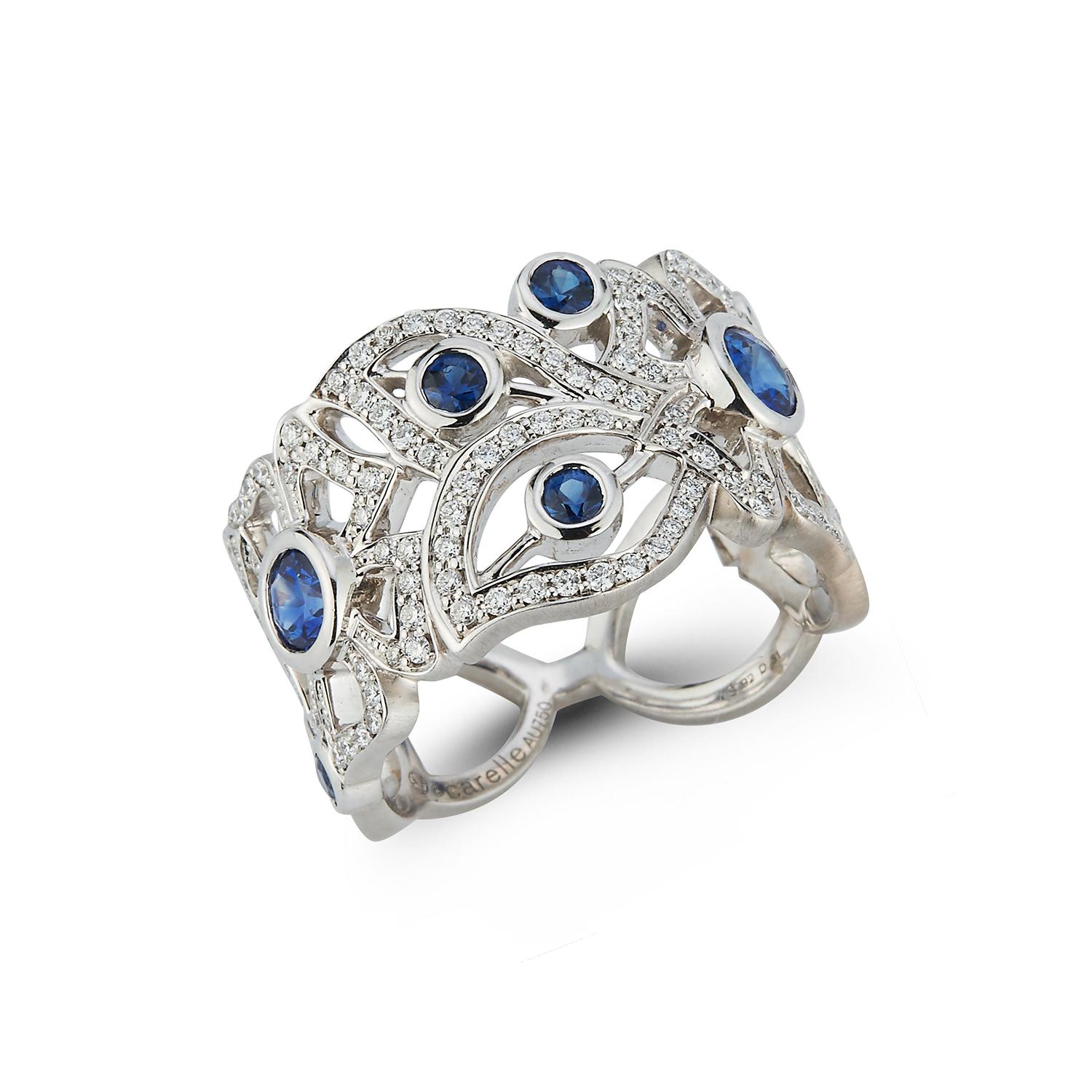 For Sale:  Carelle Florette Blue Sapphire and Diamond Band Ring 2
