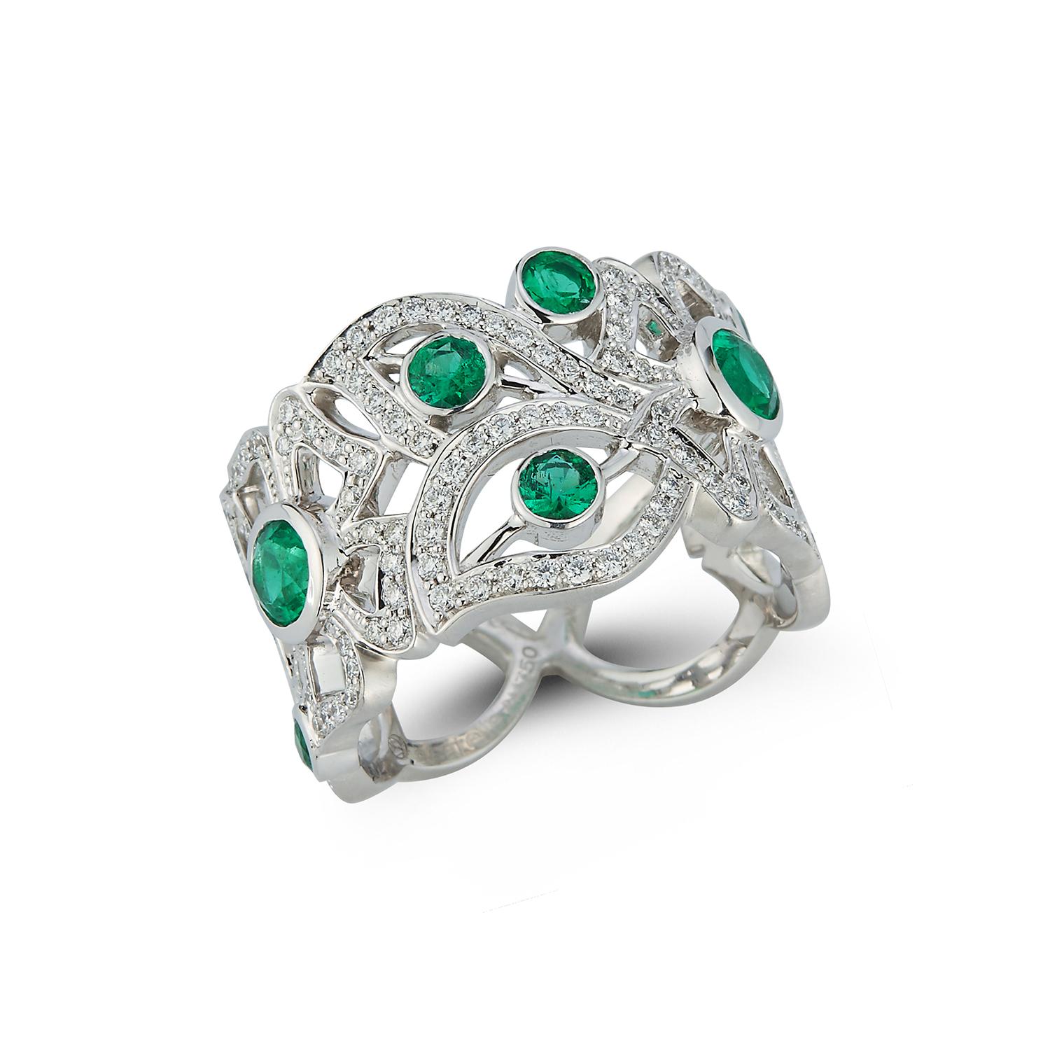 For Sale:  Carelle Florette Emerald and Diamond Band Ring 2