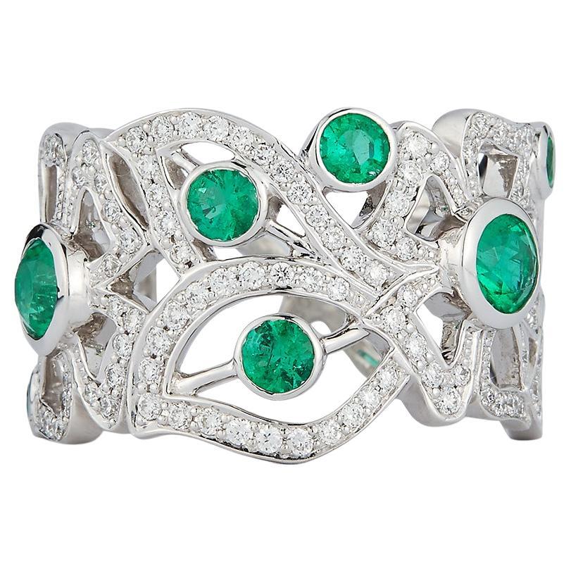 For Sale:  Carelle Florette Emerald and Diamond Band Ring