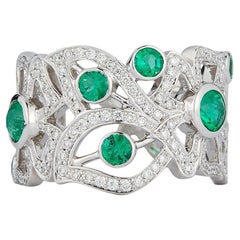 Vintage Carelle Florette Emerald and Diamond Band Ring