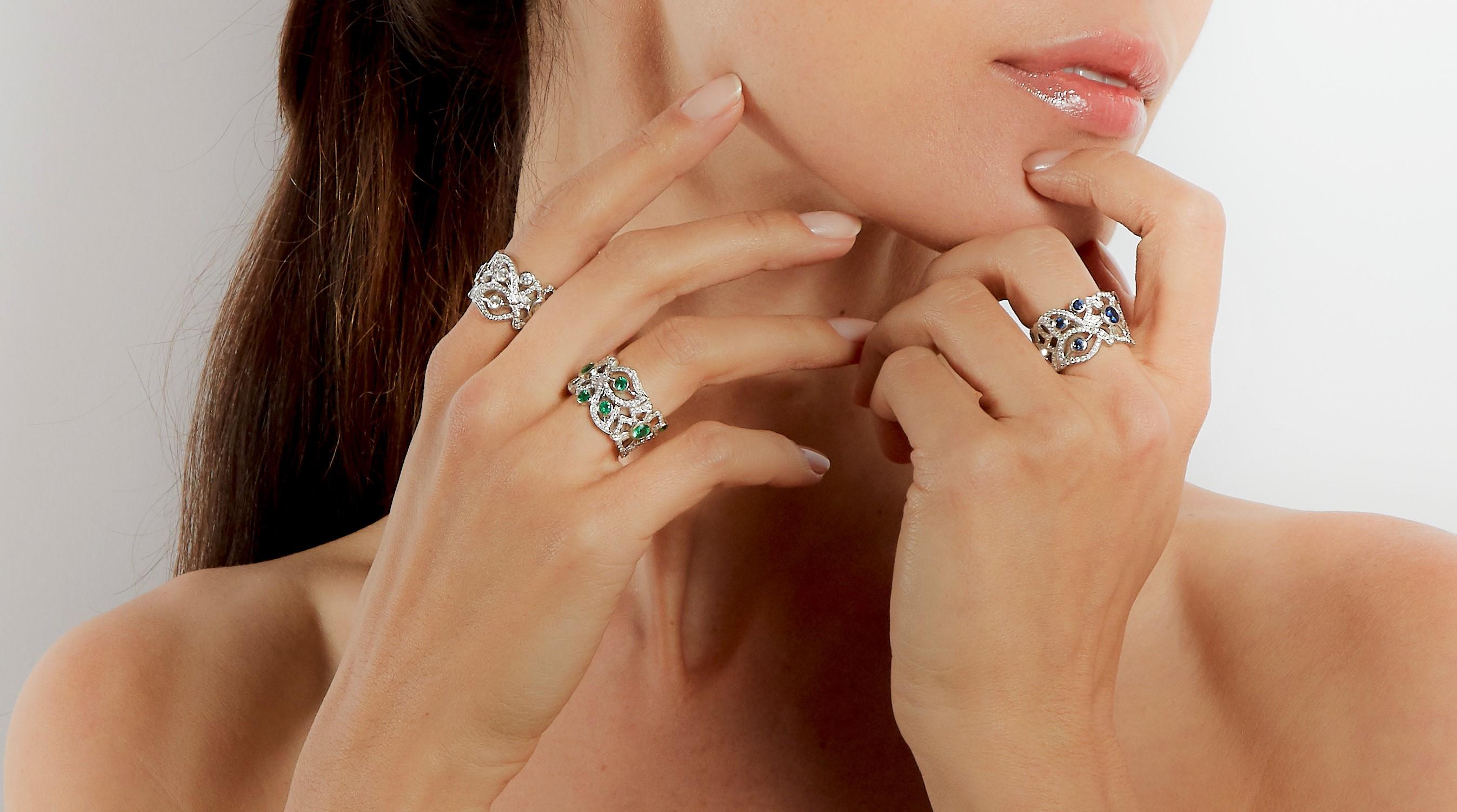 Im Angebot: Carelle Florette Pave Diamantring mit Pavé-Diamant () 4