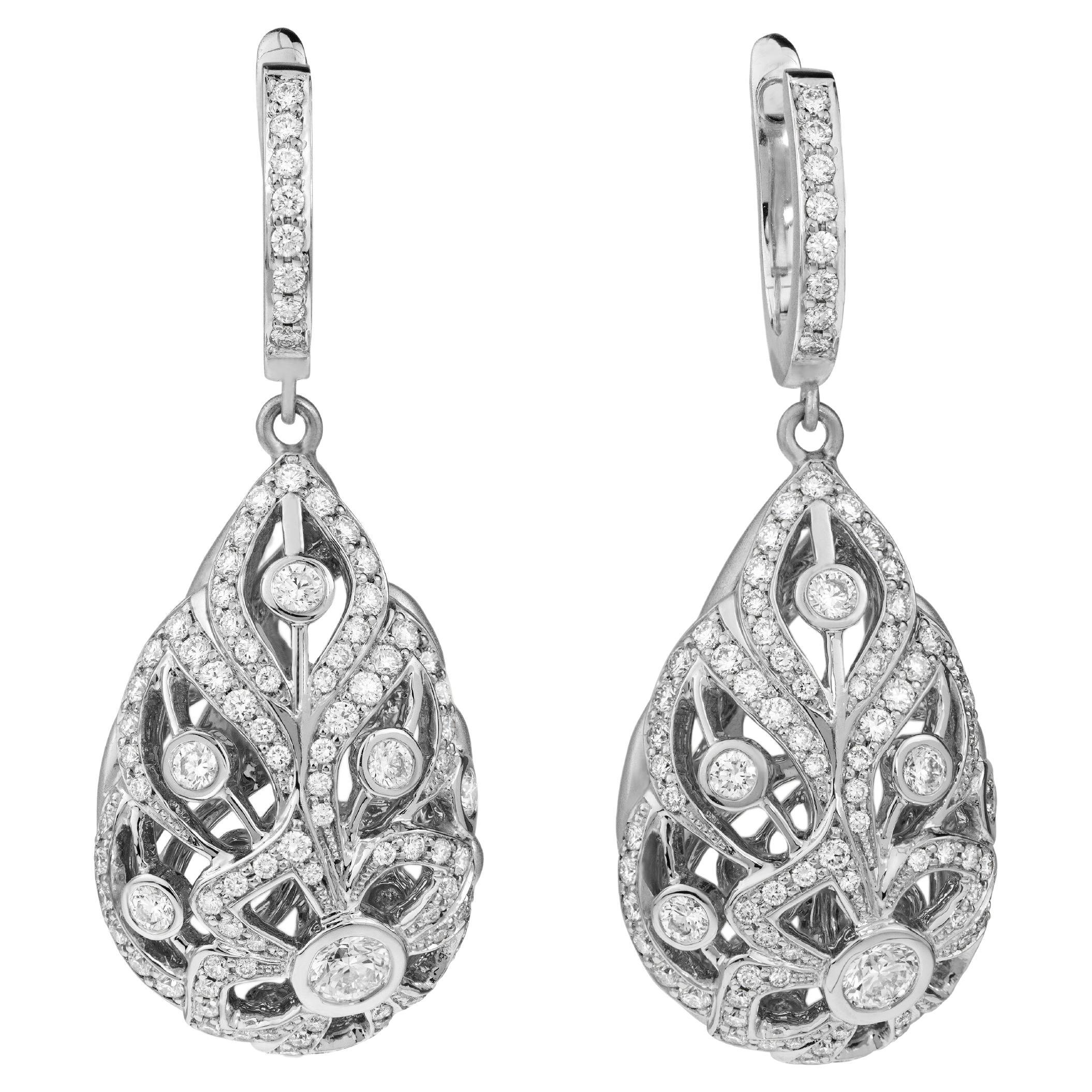 Carelle Florette Pave Diamond Earrings For Sale