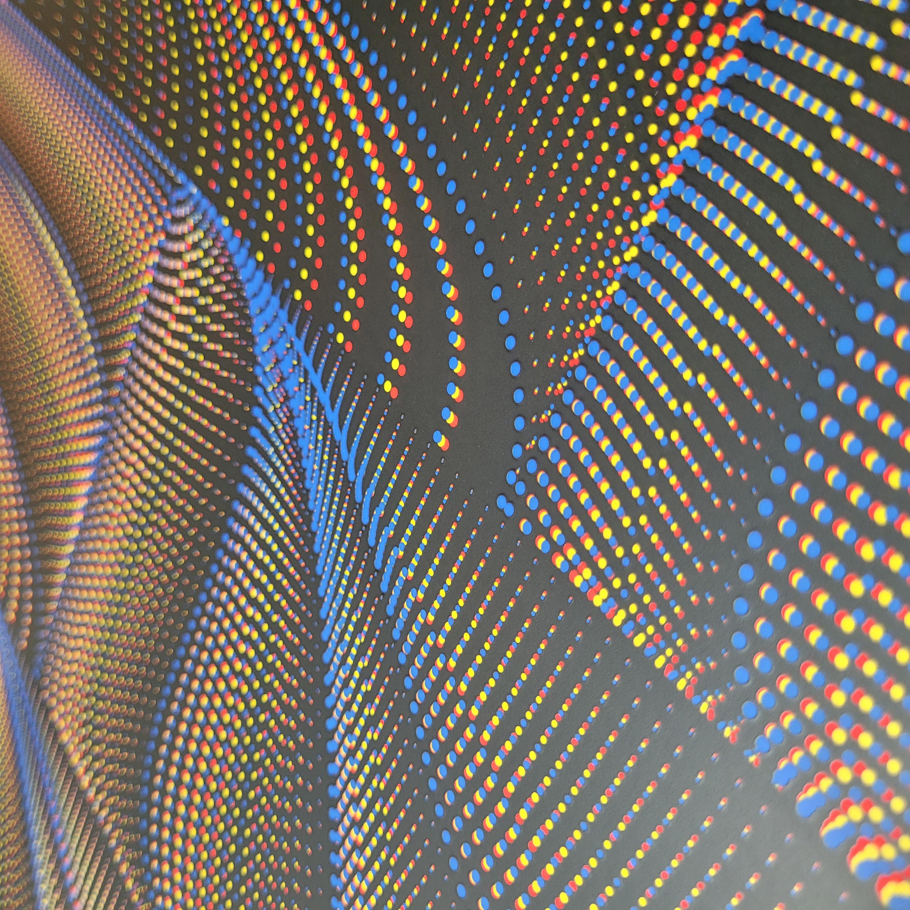 SLOWAVE (bleu) encadré - Op Art Print par Florian & Michaël Quistrebert
