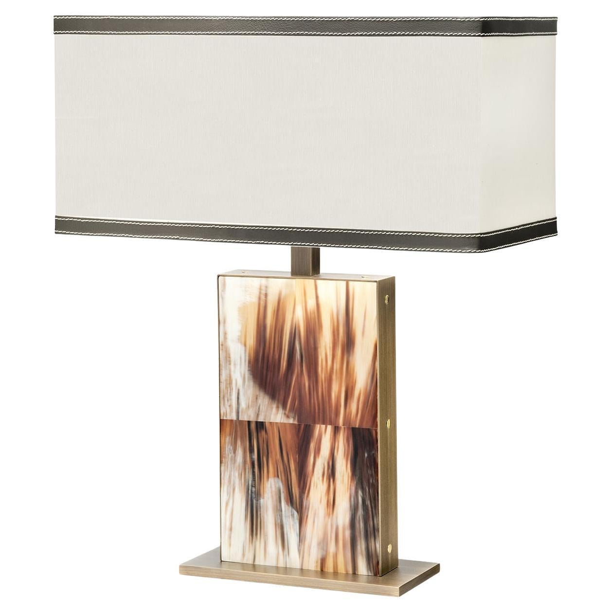 Florian Large Horn & Brass Table Lamp For Sale