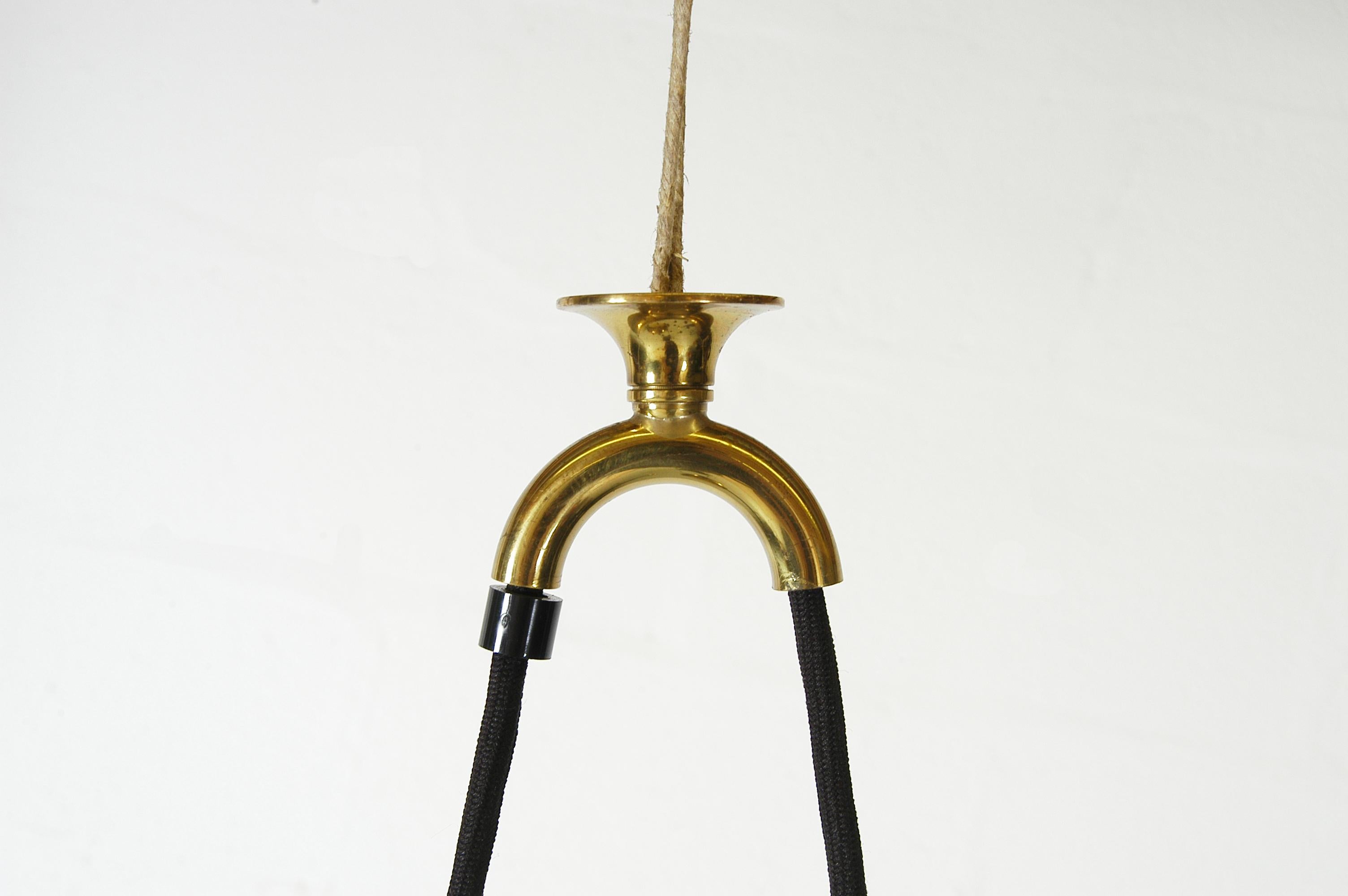 FLORIAN SCHULTZ POSA PENDANT LIGHT with Counterweight in Brass, 1970-1979 German 2
