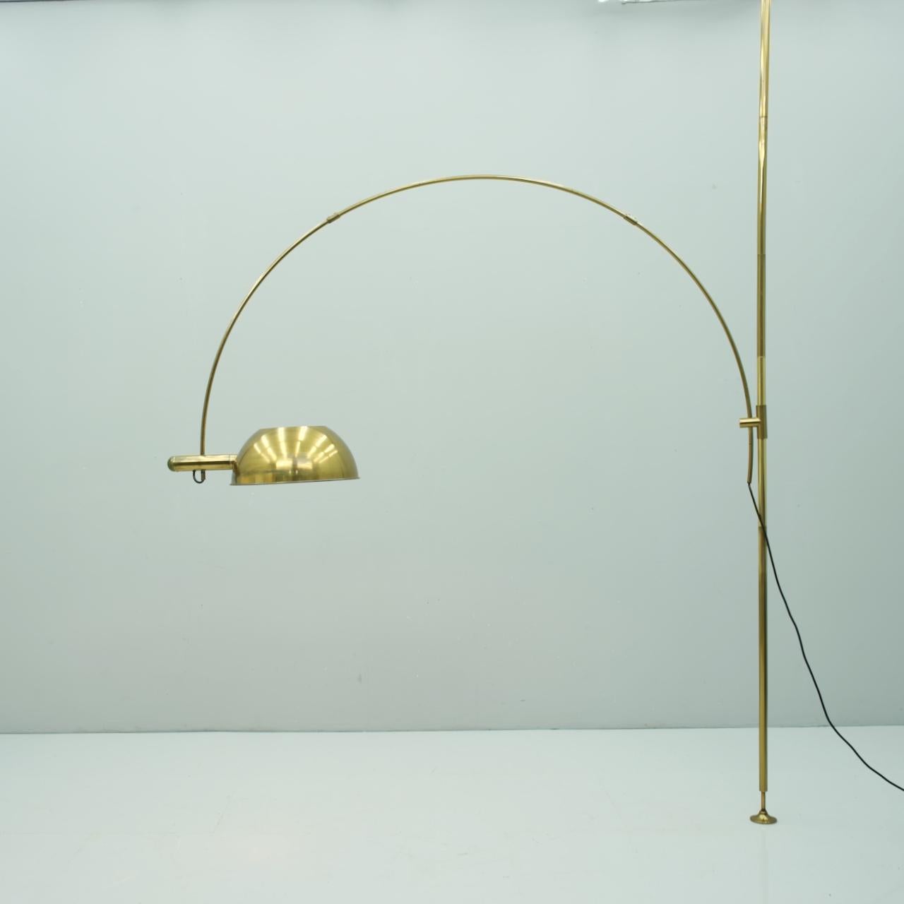 Mid-Century Modern Florian Schulz Adjustable Arc Brass Floor Lamp, 1970s