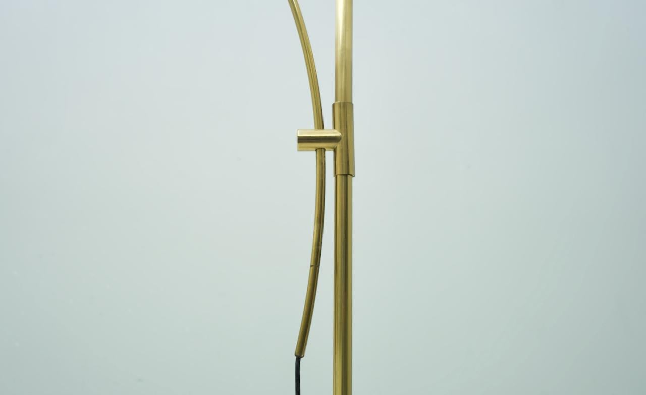 German Florian Schulz Adjustable Arc Brass Floor Lamp, 1970s