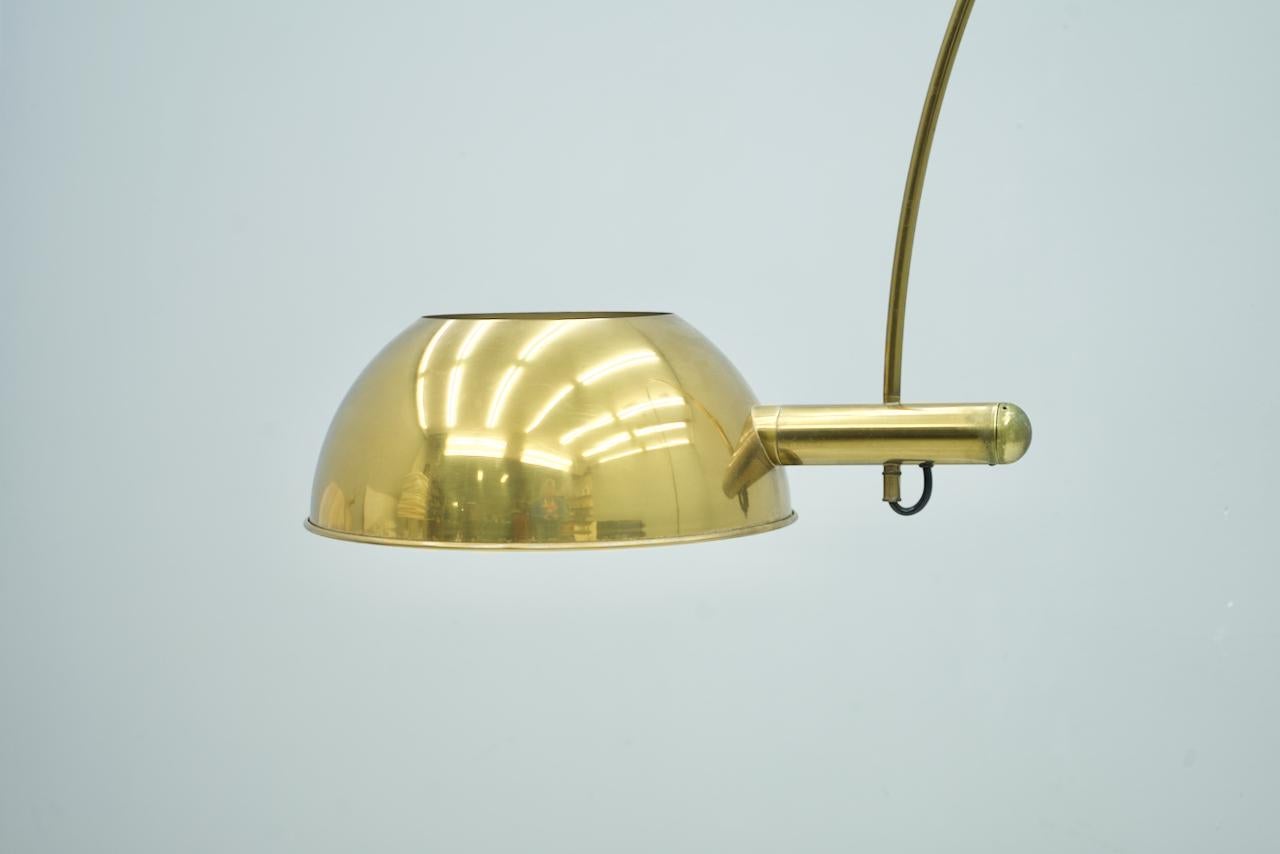 Late 20th Century Florian Schulz Adjustable Arc Brass Floor Lamp, 1970s