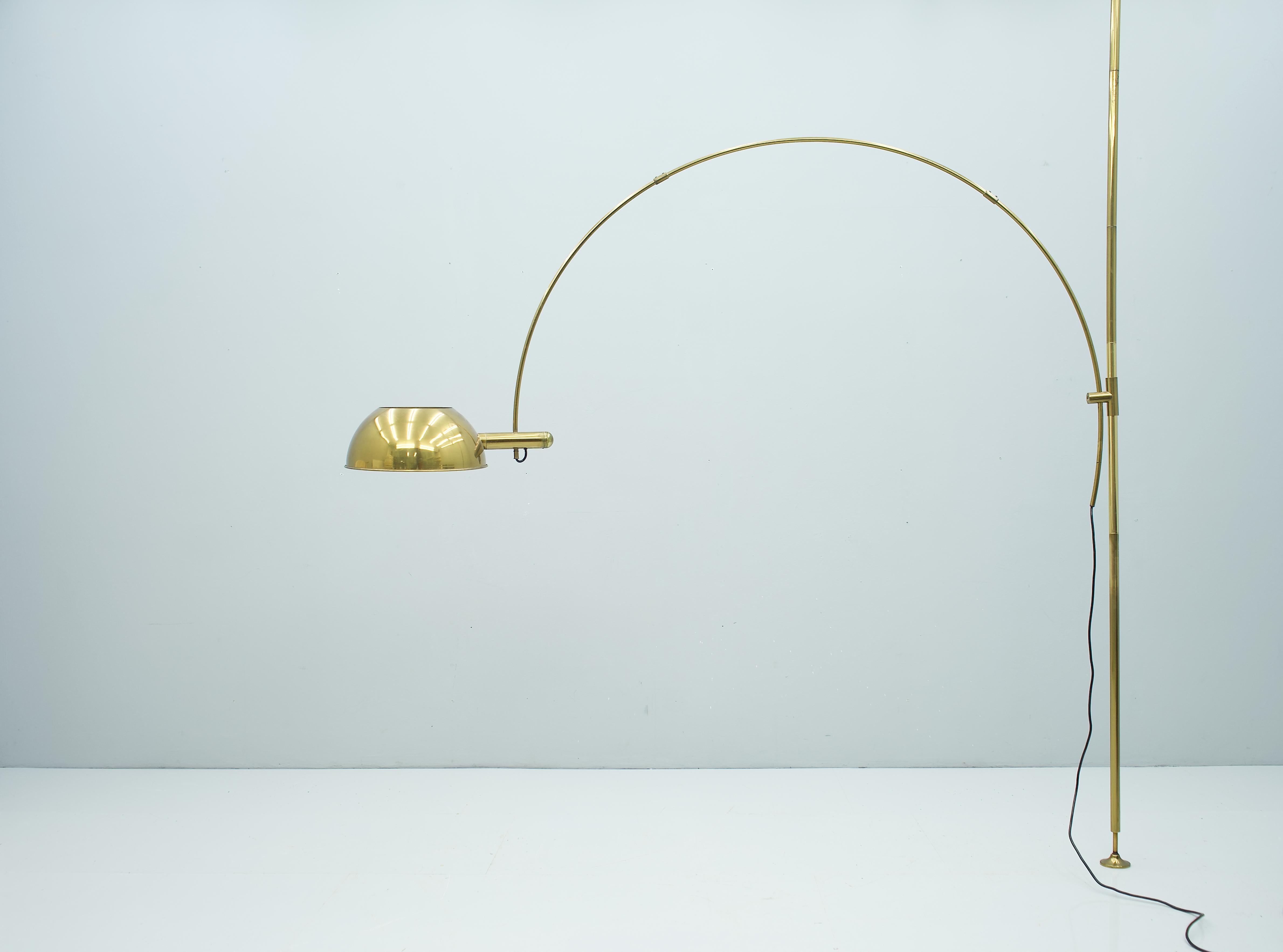 Florian Schulz Adjustable Arc Brass Floor Lamp, 1970s 2