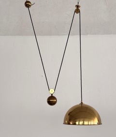 Florian Schulz Adjustable Brass Pendant with Rotary Wheels and Counterweight