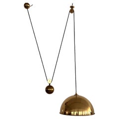 Florian Schulz Adjustable Brass Pendant with Rotary Wheels and Counterweight