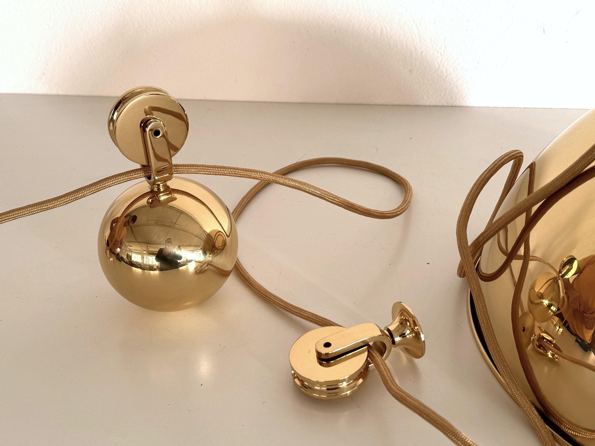 Hand-Crafted Florian Schulz Adjustable Dome Counterweight Pendant DUOS with Rotary Wheels For Sale
