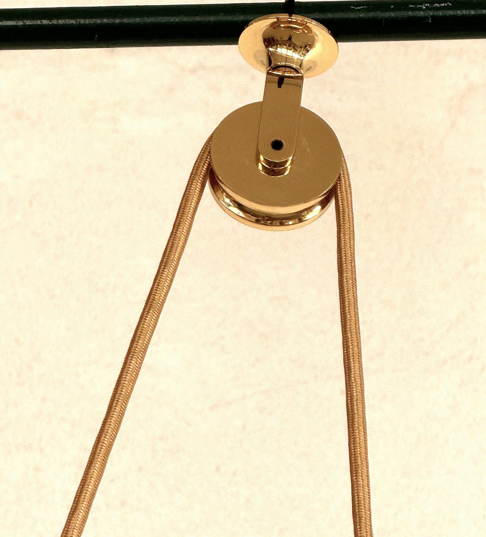 Brass Florian Schulz Adjustable Dome Counterweight Pendant DUOS with Rotary Wheels For Sale