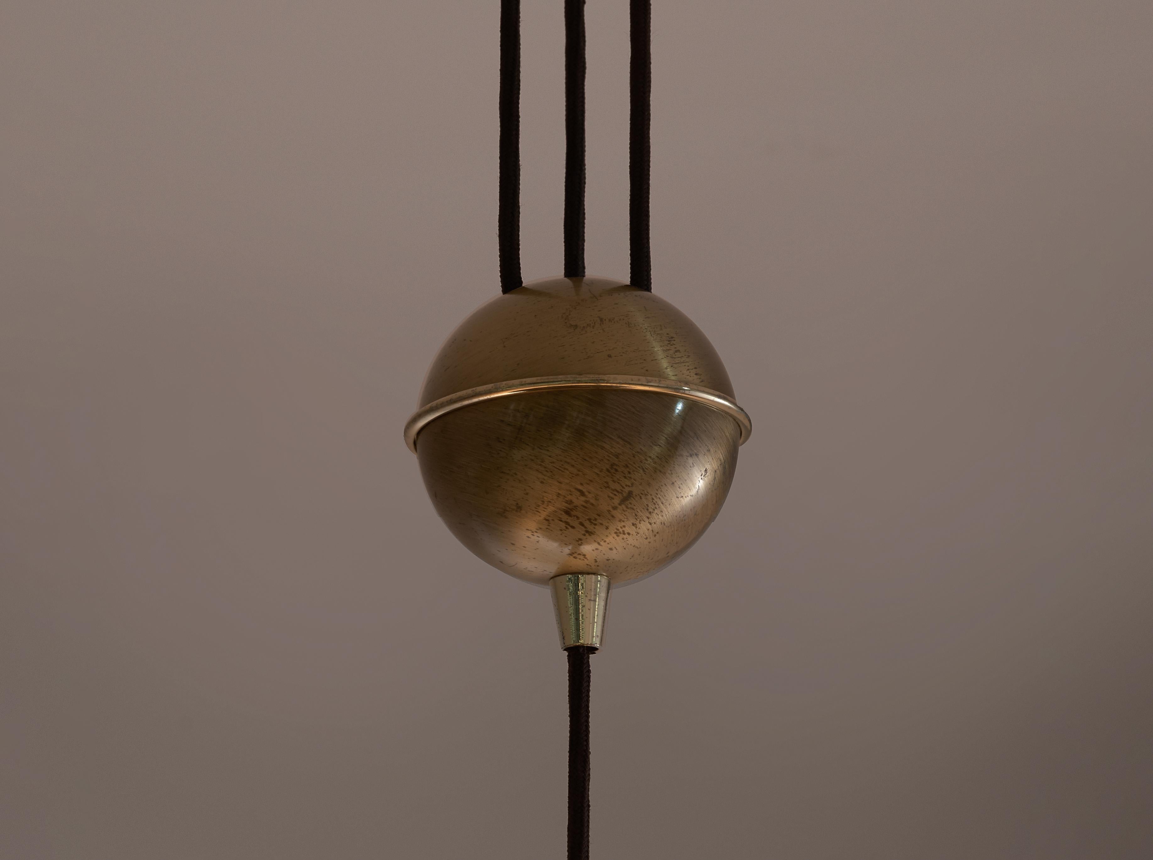 Mid-Century Modern Florian Schulz Adjustable Pendant in Brass with Counterweight