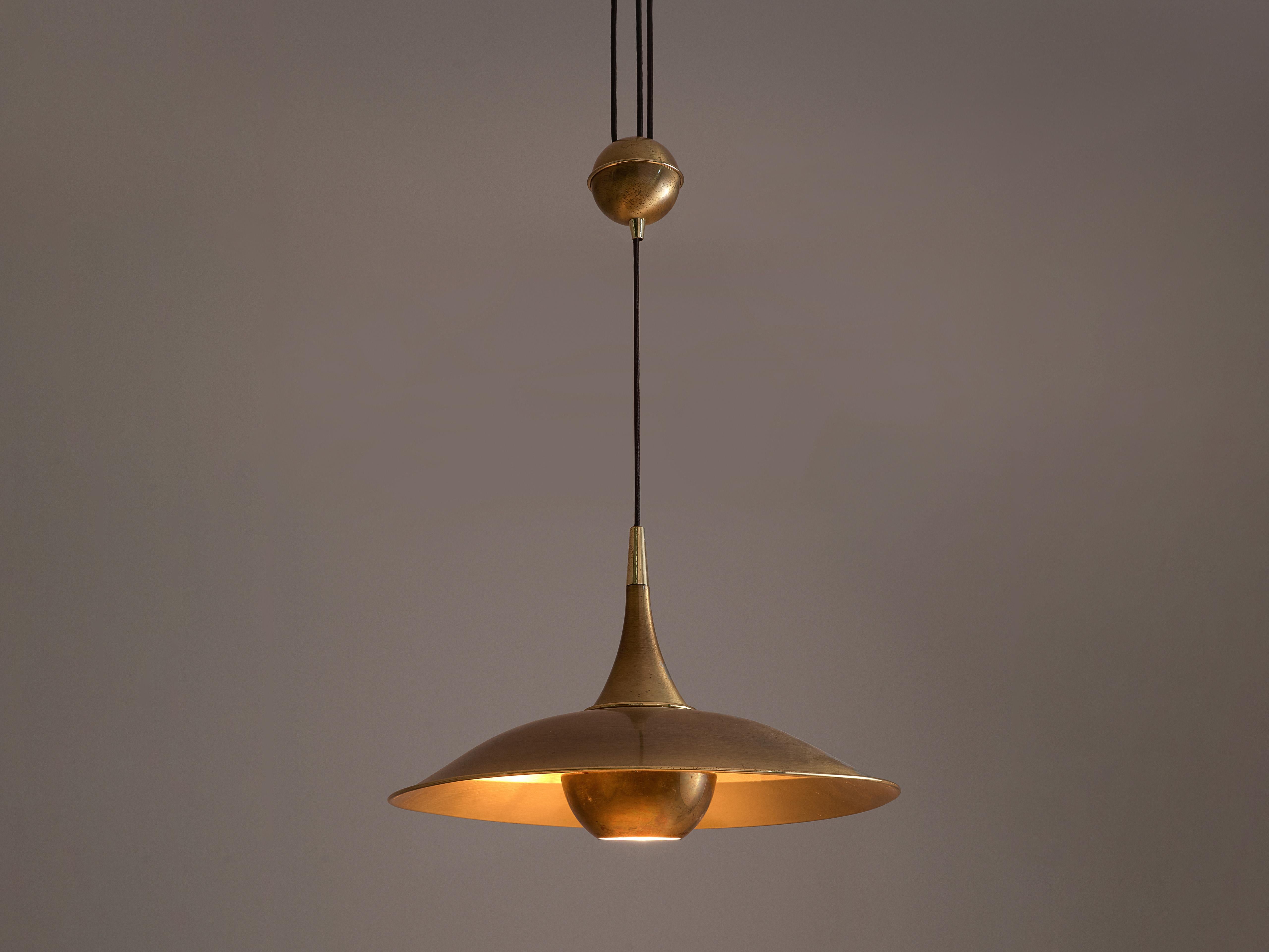 Painted Florian Schulz Adjustable Pendant in Brass with Counterweight