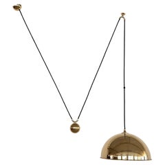 Florian Schulz Adjustable Vintage Brass Dome Counterweight Pendant DUOS, 1970s