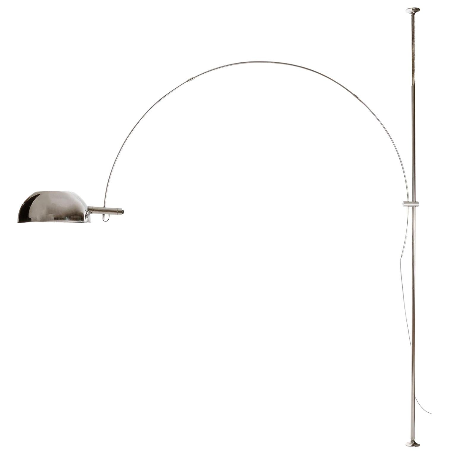 Florian Schulz Arc Floor Lamp, Height Adjustable, Nickel, 1970 For Sale