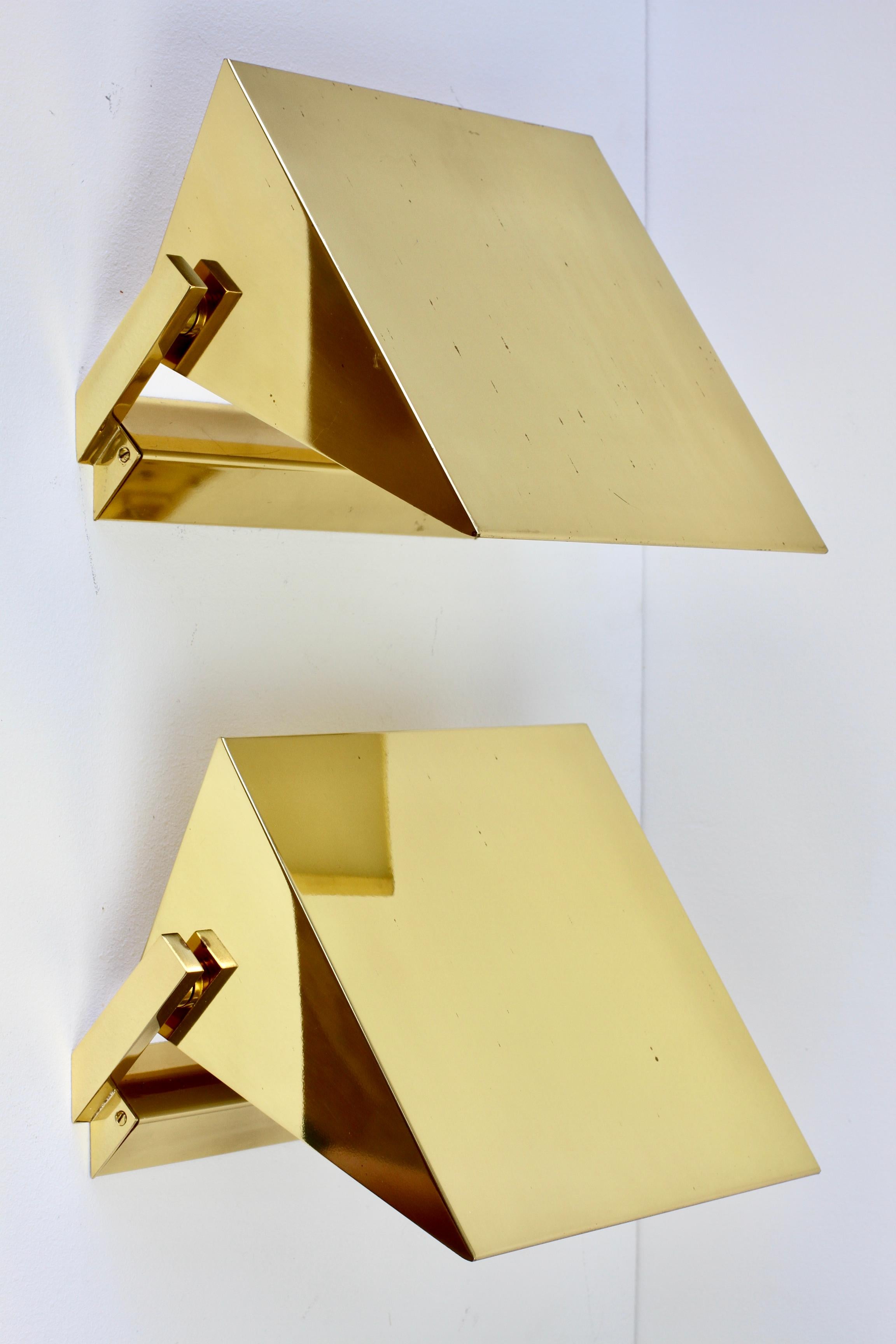 German Florian Schulz 'Attr.' Brass Modernist Adjustable Wall Lights / Sconces, 1970s