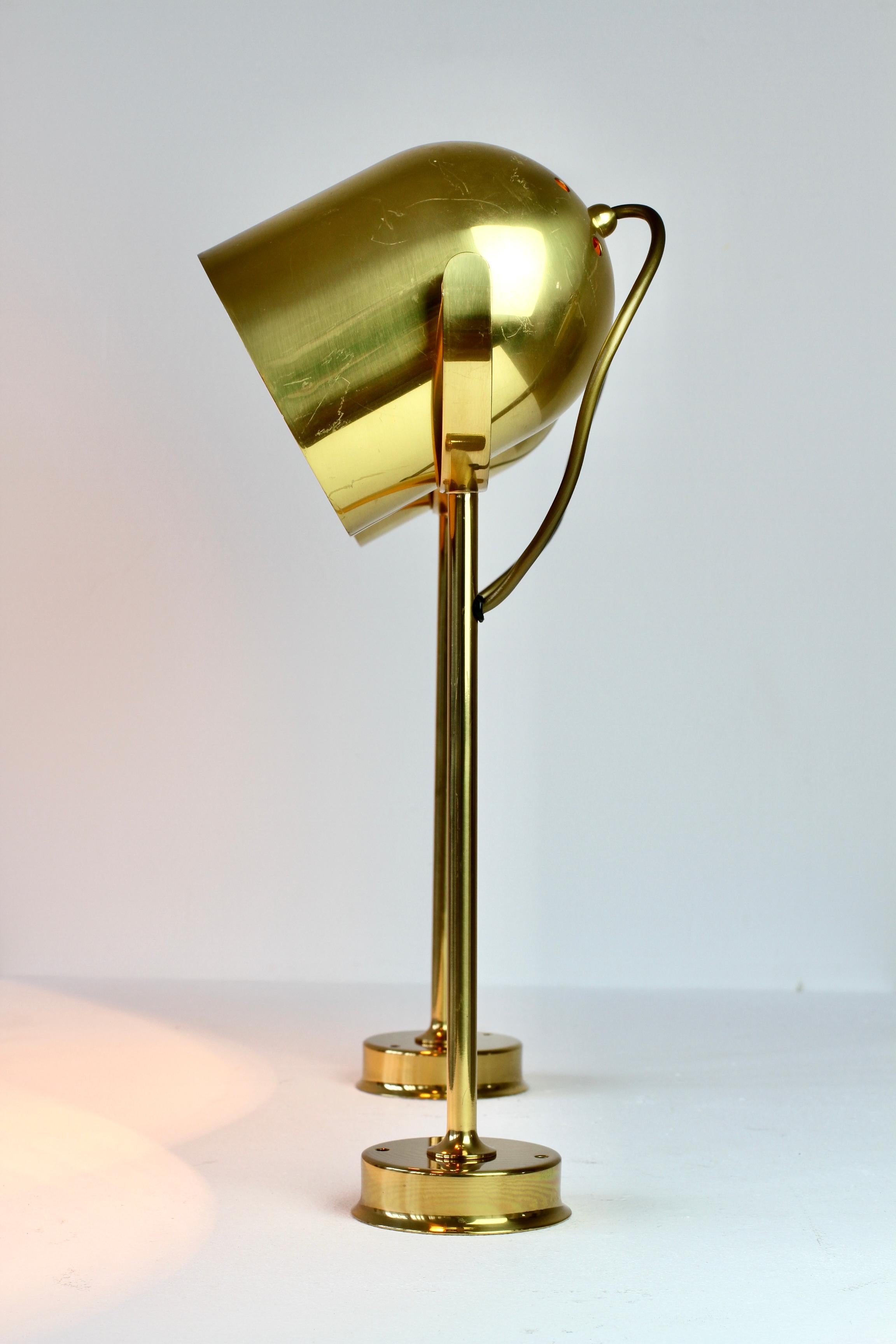 Florian Schulz 'Attr.' Vintage Brass 1970s Adjustable Reading Wall Lamps Lights For Sale 7