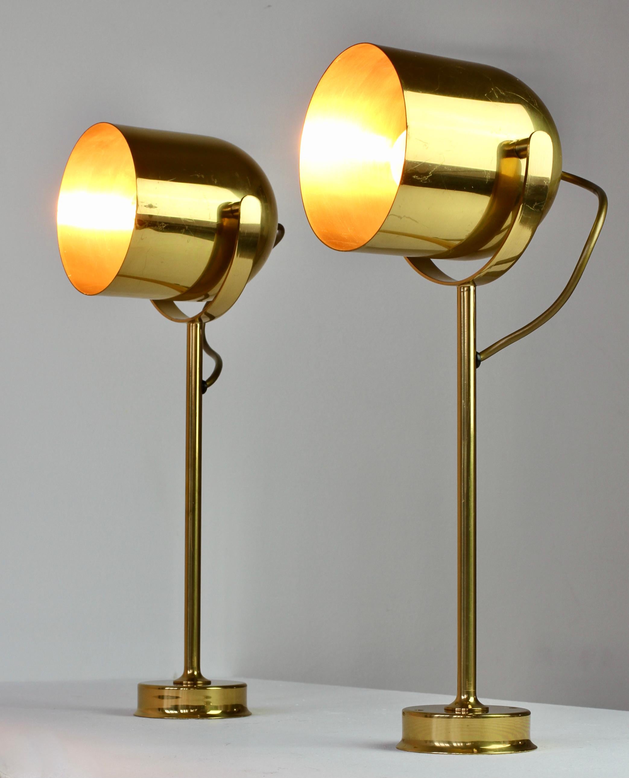Florian Schulz 'Attr.' Vintage Brass 1970s Adjustable Reading Wall Lamps Lights In Good Condition For Sale In Landau an der Isar, Bayern