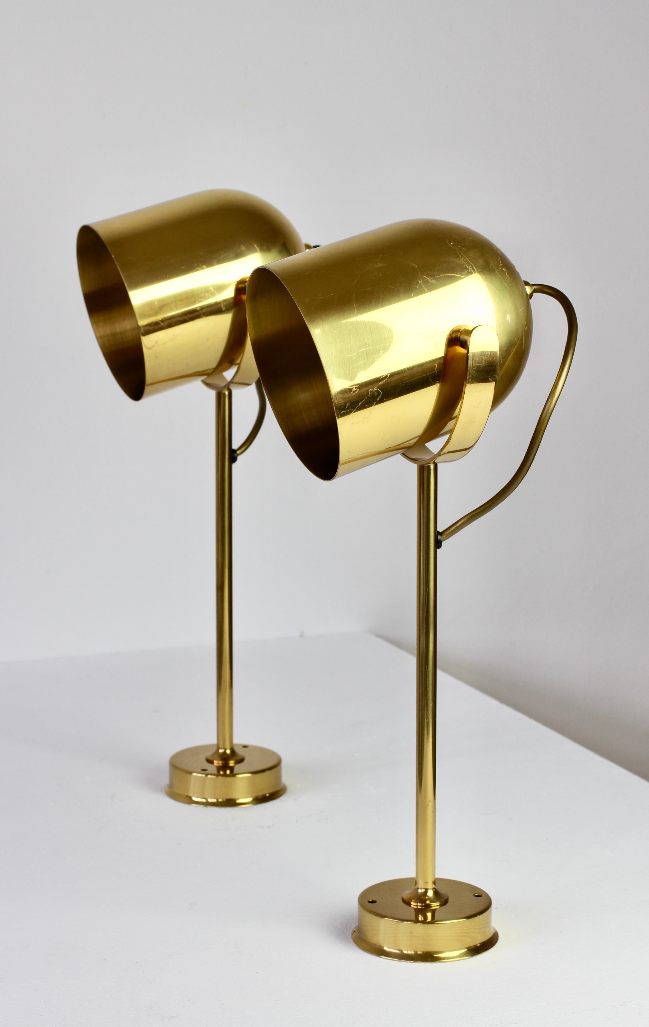 Florian Schulz Vintage Mid-Century Brass 1970s Adjustable Reading Wall Lights For Sale 1