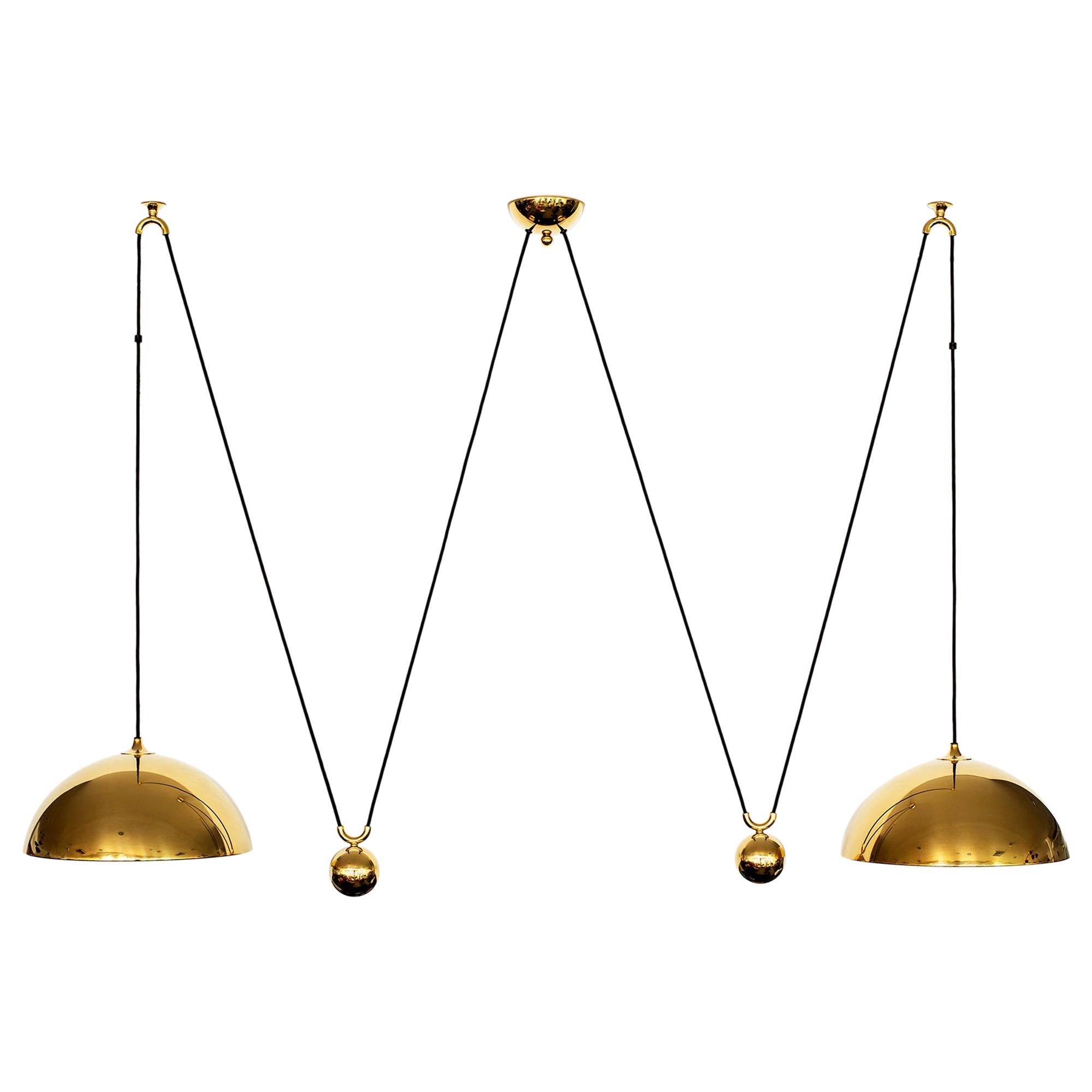 Florian Schulz Attributed Double Dome Counterbalance Pendant For Sale