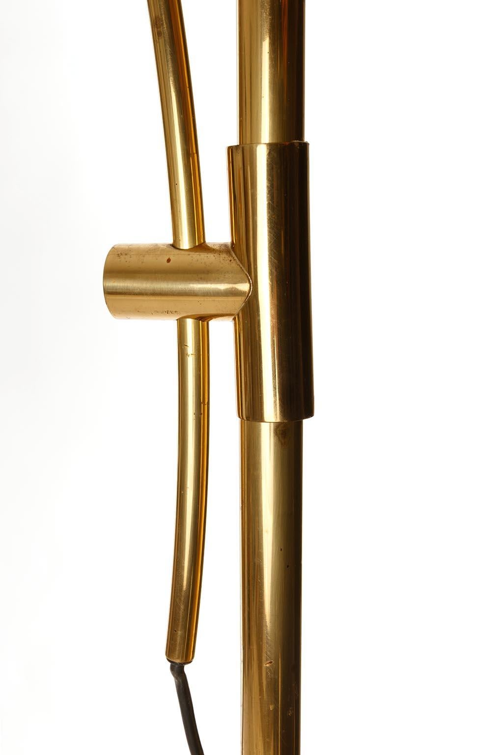 Metal Mid-Century Modern Brass Arc Floor Lamp, Florian Schulz, Height Adjustable, 1970