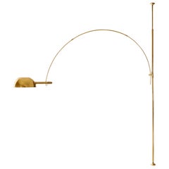 Mid-Century Modern Brass Arc Floor Lamp, Florian Schulz, Height Adjustable, 1970
