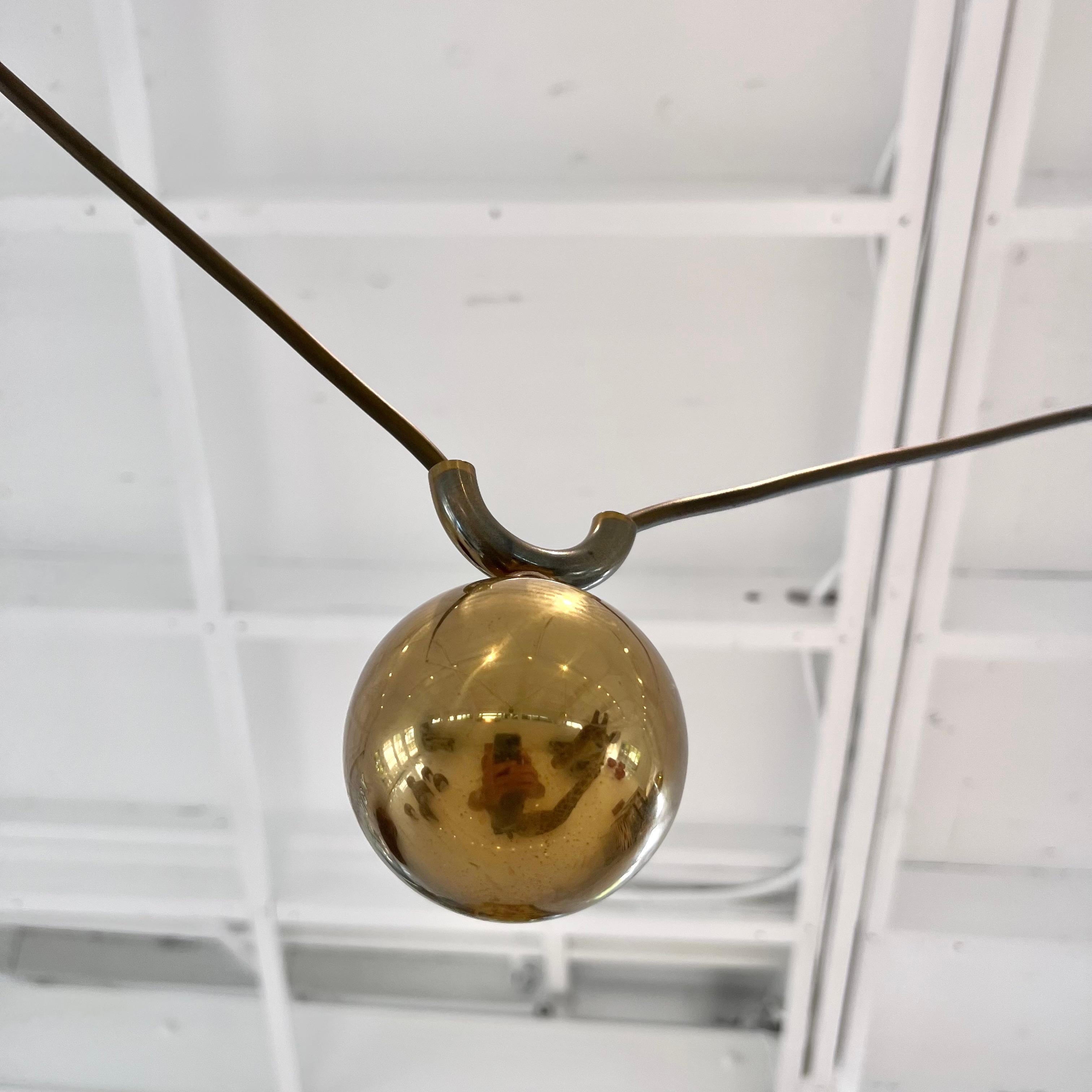 Florian Schulz Brass Double Counter Balance Adjustable Chandelier, 1980s Germany en vente 4