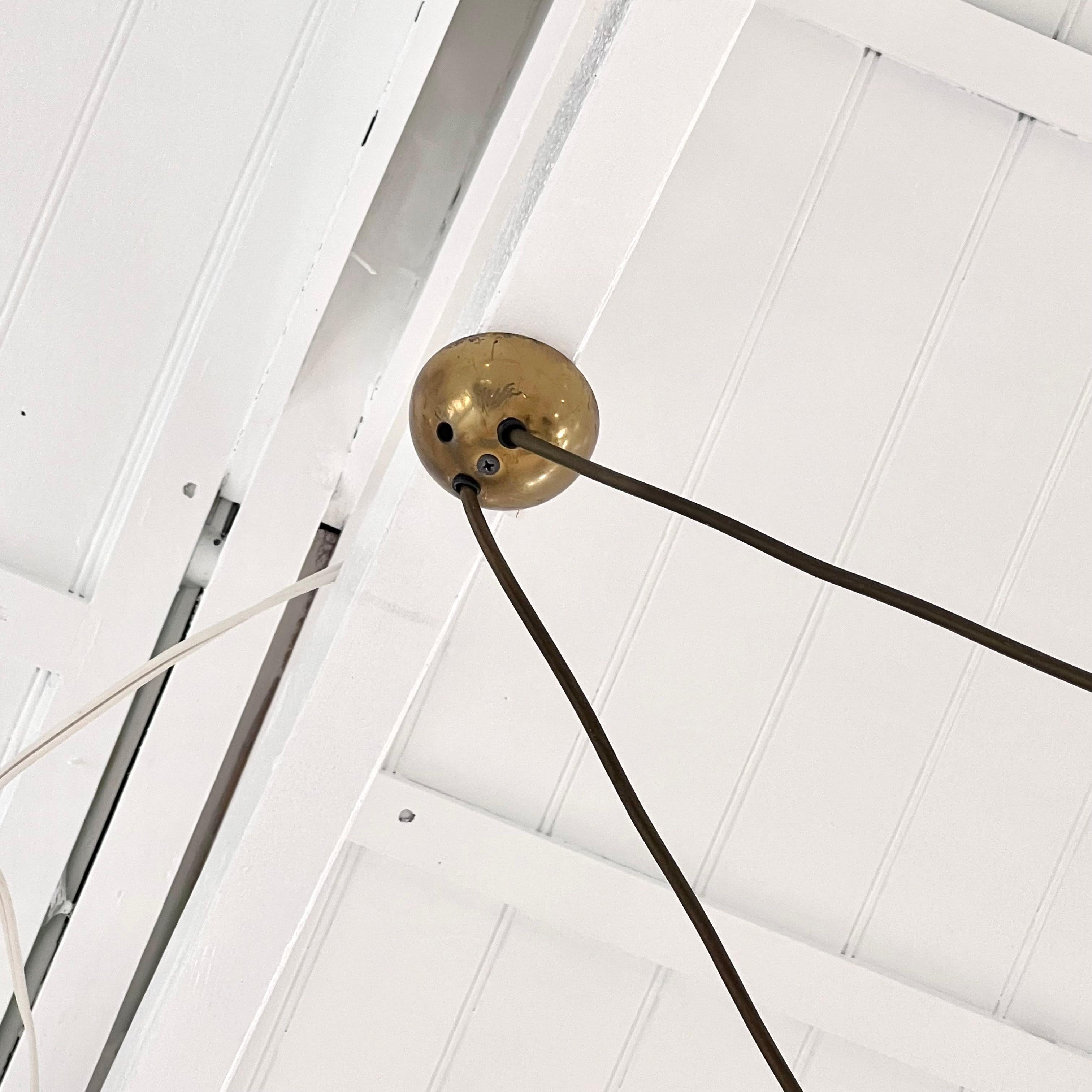 Nylon Florian Schulz Brass Double Counter Balance Adjustable Chandelier, 1980s Germany en vente