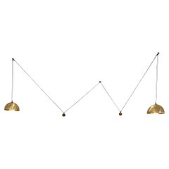Florian Schulz Brass Double Counter Balance Adjustable Chandelier, 1980s Germany