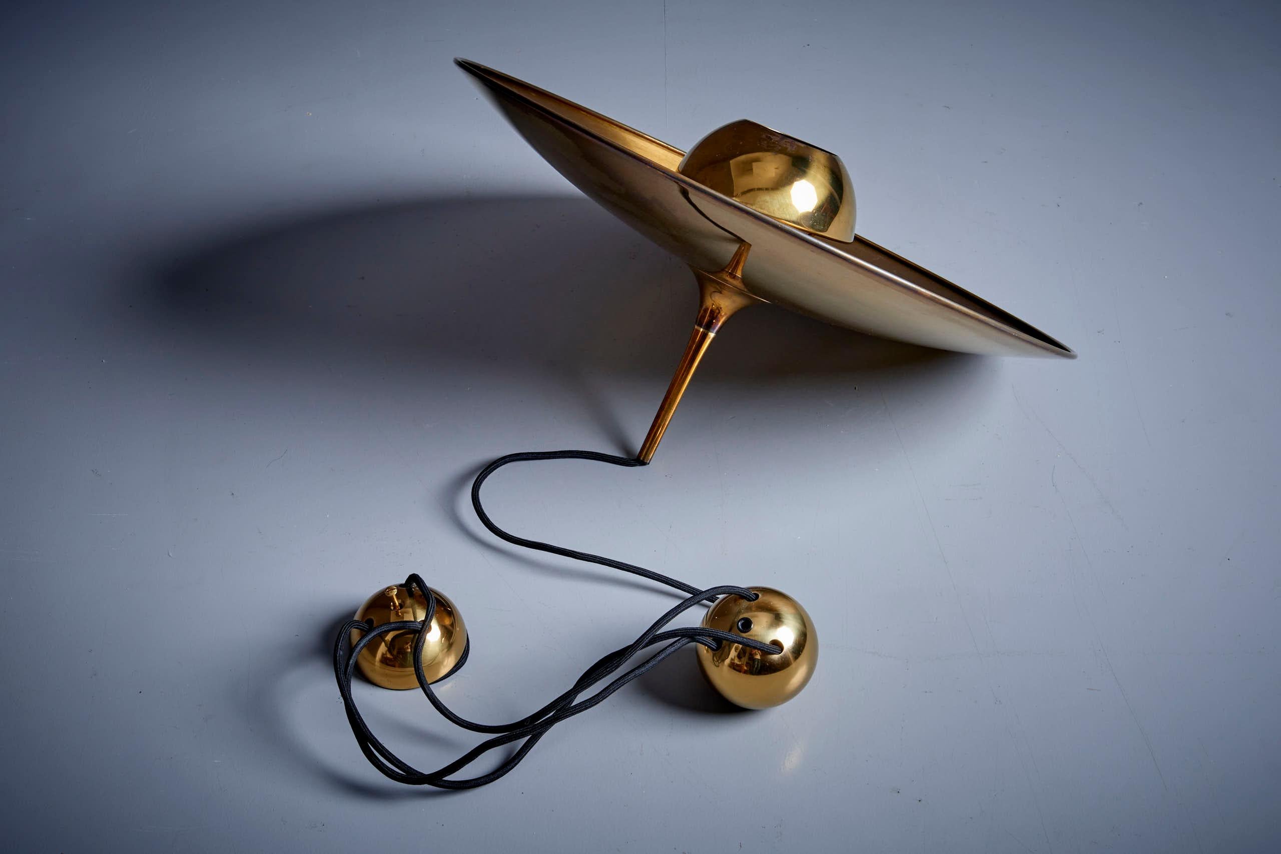 Florian Schulz Brass Pendant Lamp 'Onos 55',  Germany - 1970s 1