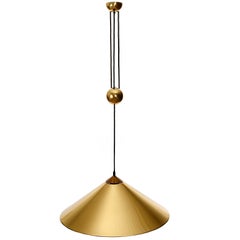 Florian Schulz Brass Pendant Light 'Keos', Counterweight Counter Balance, 1970