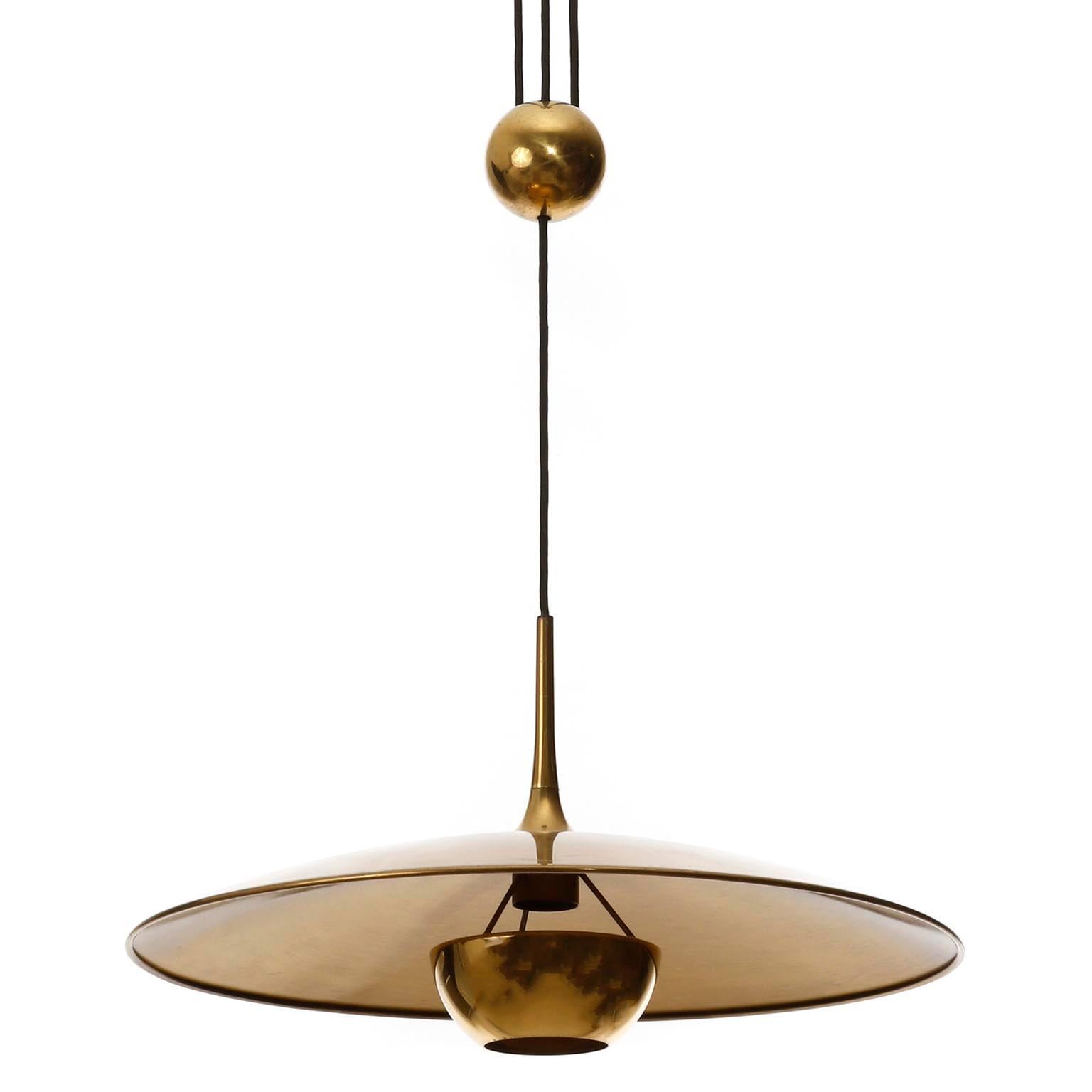 Florian Schulz Brass Pendant Light 'Onos 55' Counterweight Counter Balance, 1970 4