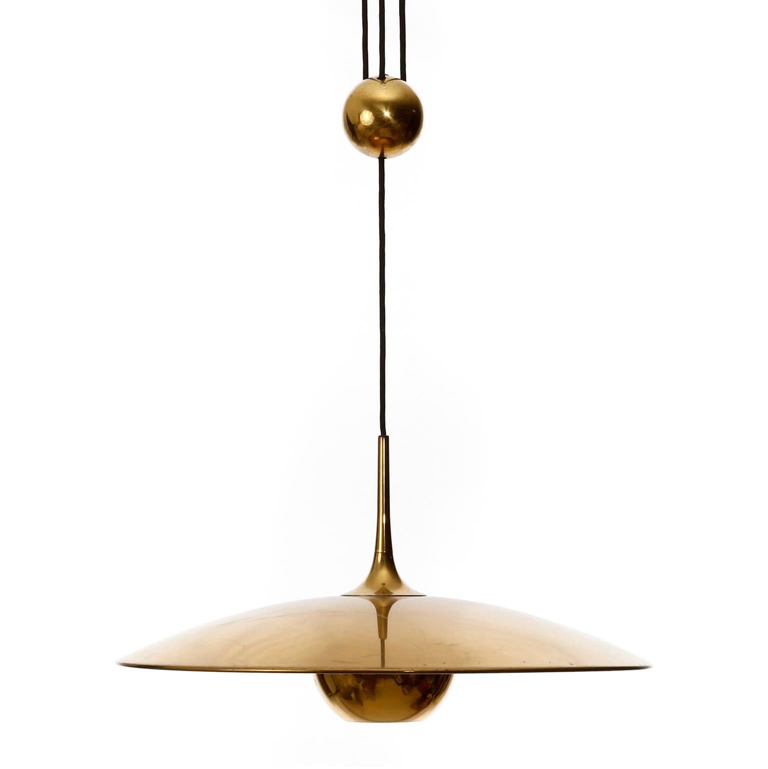 Florian Schulz Brass Pendant Light 'Onos 55' Counterweight Counter Balance, 1970 2