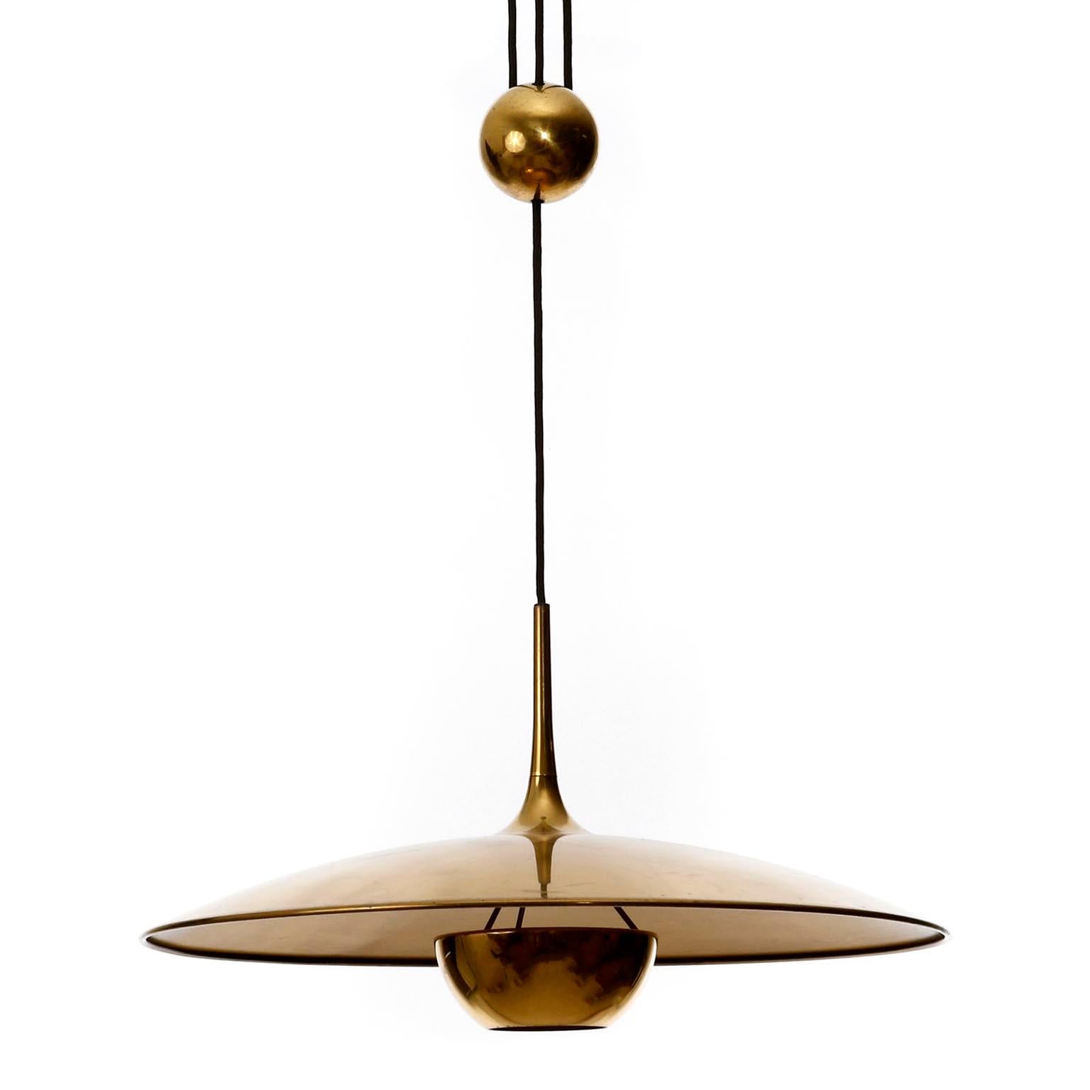 Florian Schulz Brass Pendant Light 'Onos 55' Counterweight Counter Balance, 1970 3
