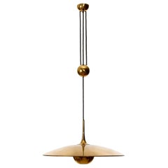 Florian Schulz Brass Pendant Light 'Onos 55' Counterweight Counter Balance, 1970