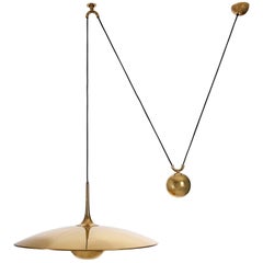 Florian Schulz Brass Pendant Light 'Onos 55' Counterweight Counter Balance, 1970