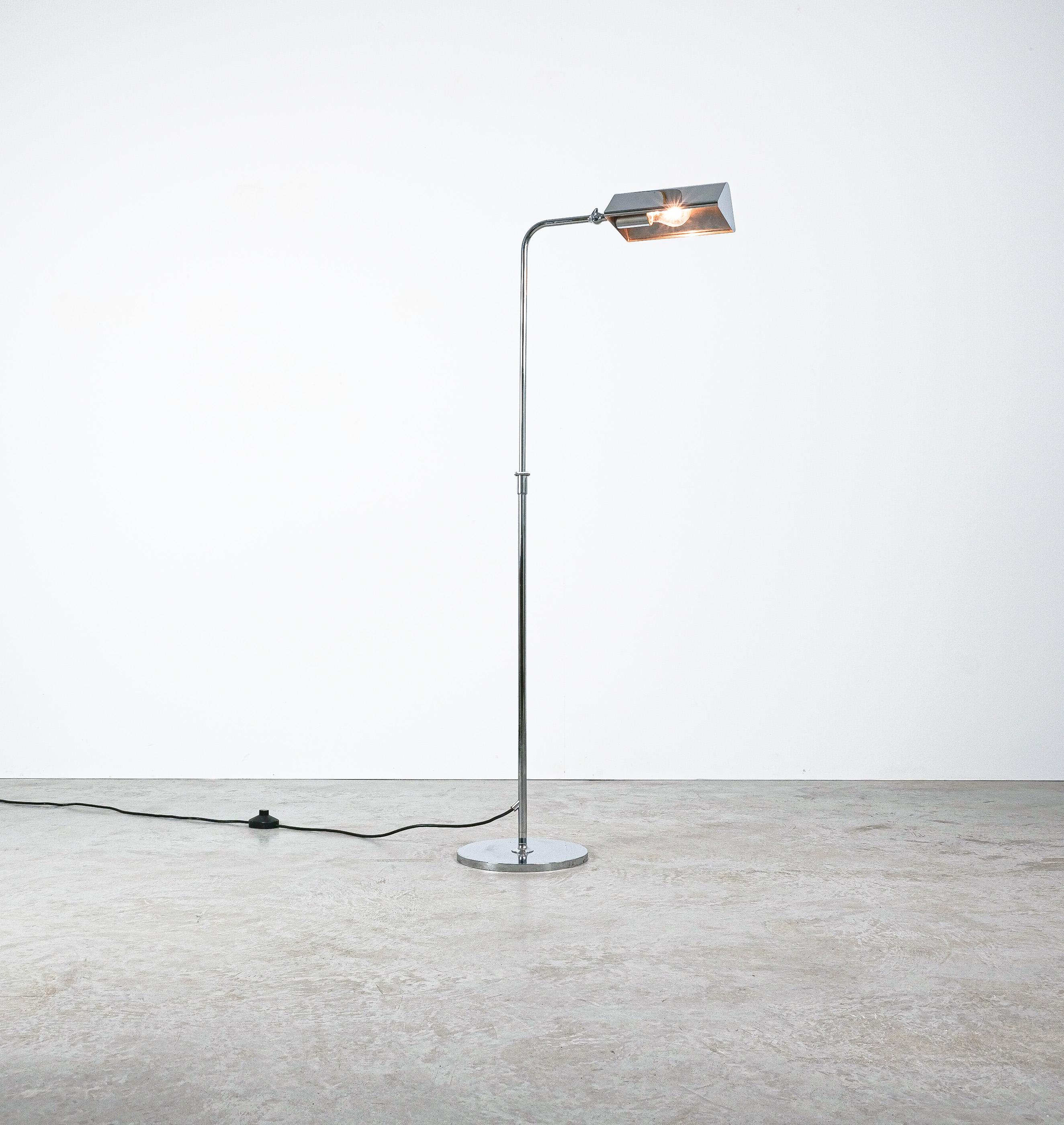 Elegant floor lamp by Florian Schulz, Germany, 1970. 
We have an identical model available with a nickel finish.

This lamp by Florian Schulz is adjustable and can be pivoted in multiple positions, it is being designed for easily being adjusted